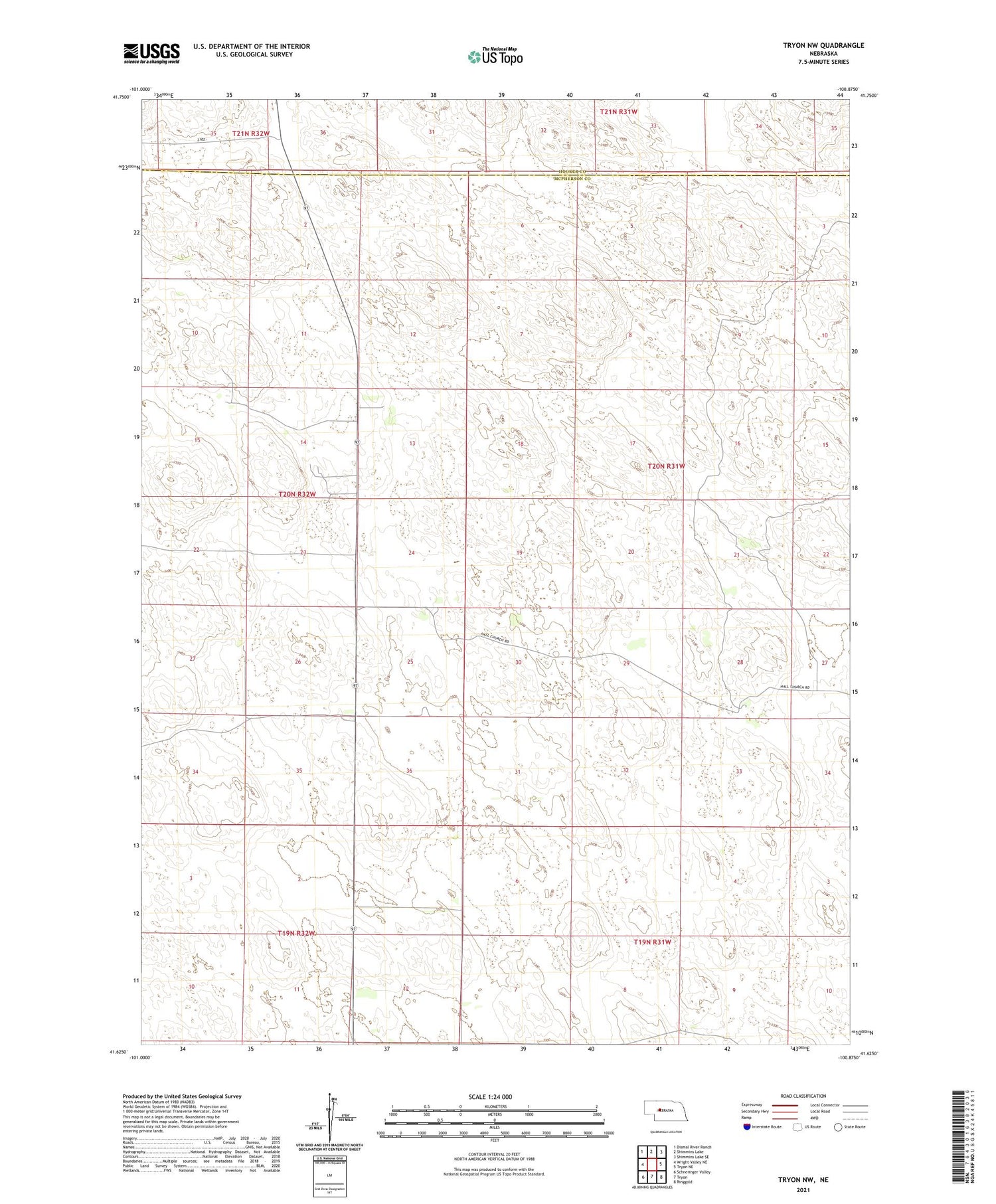 Tryon NW Nebraska US Topo Map Image