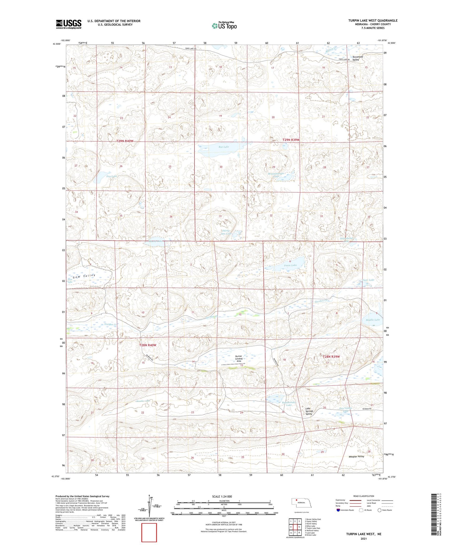 Turpin Lake West Nebraska US Topo Map Image