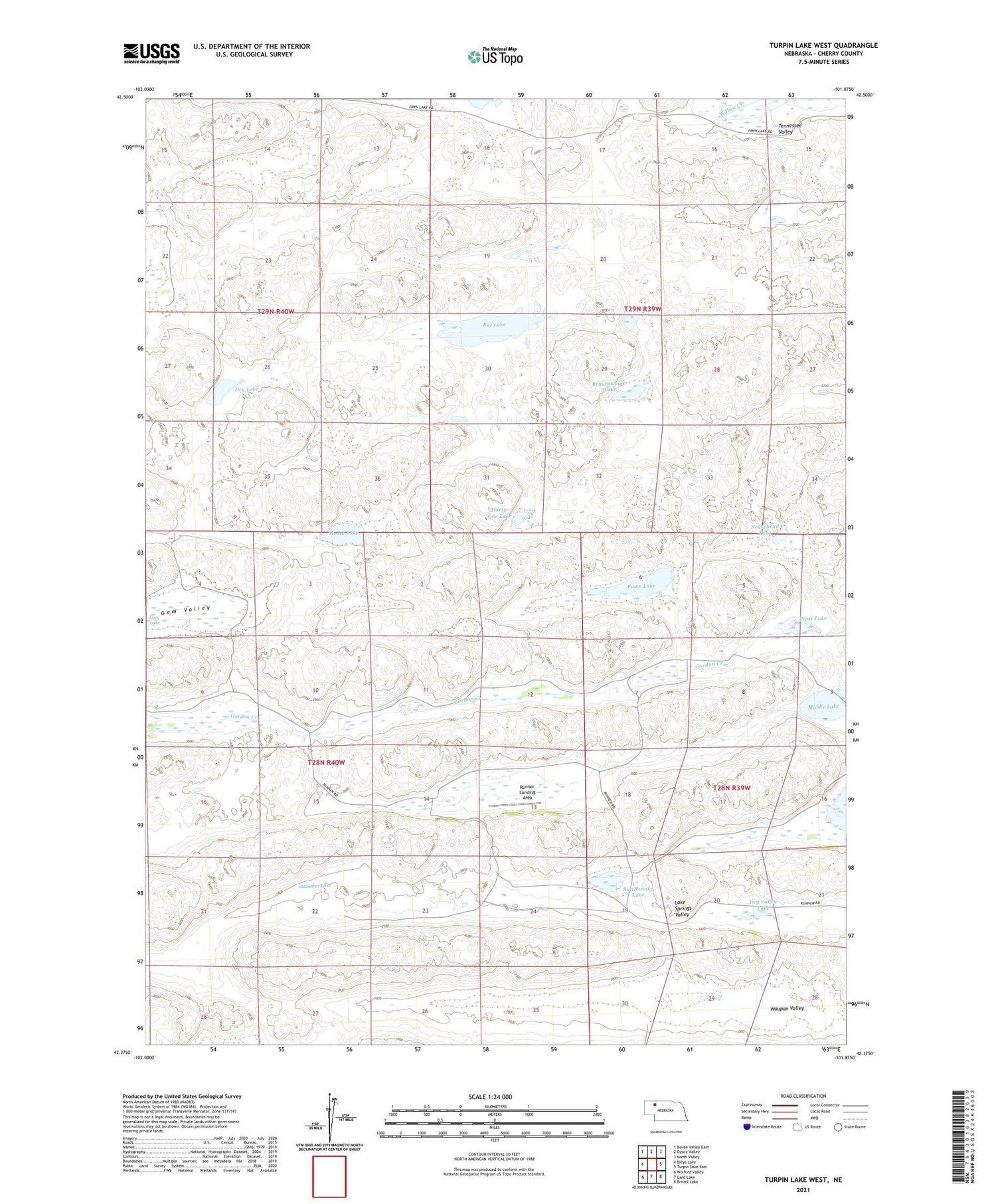 Turpin Lake West Nebraska US Topo Map Image