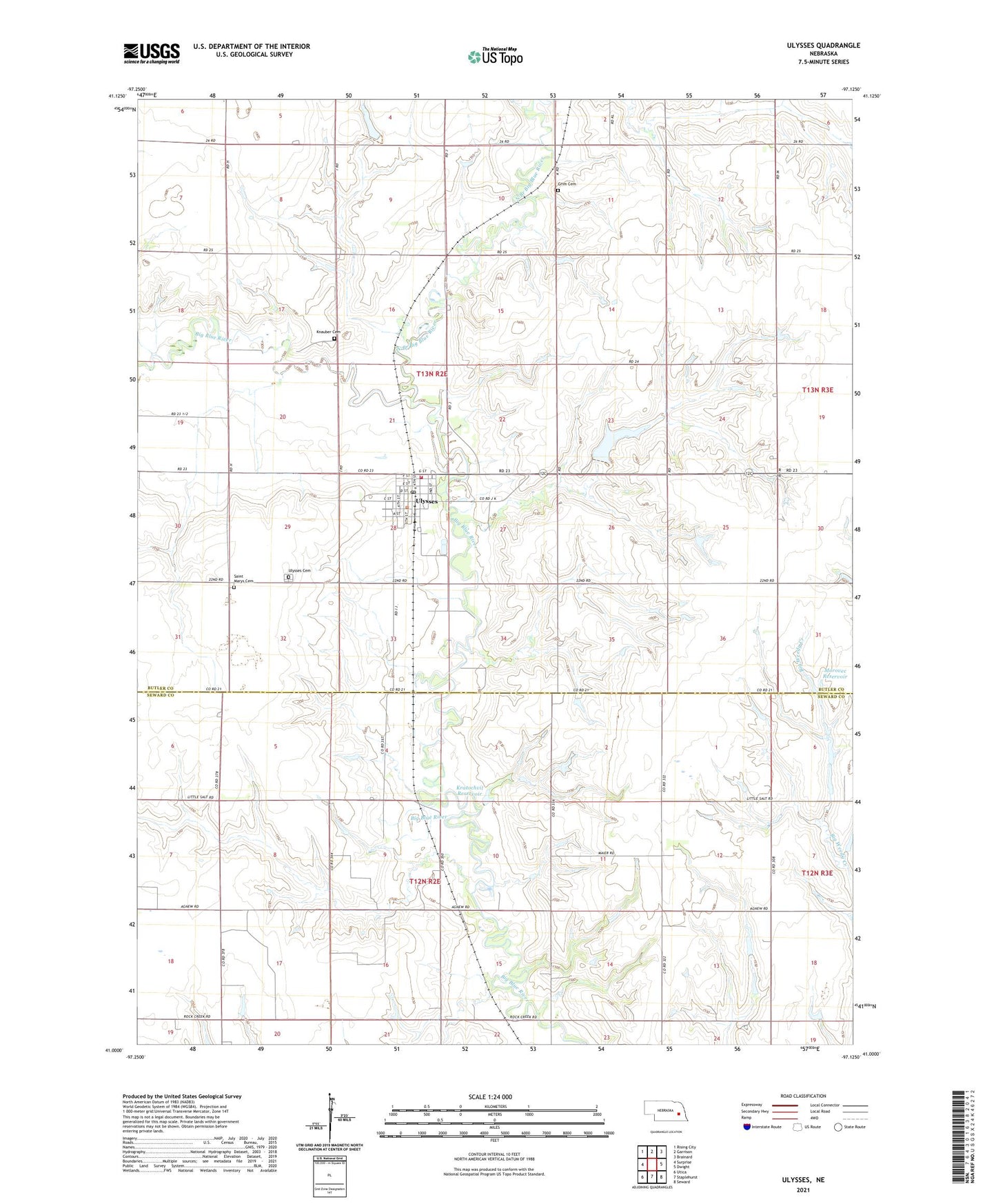 Ulysses Nebraska US Topo Map Image