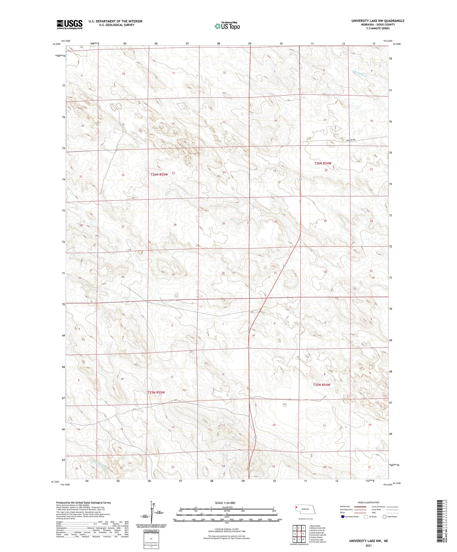 University Lake NW Nebraska US Topo Map Image