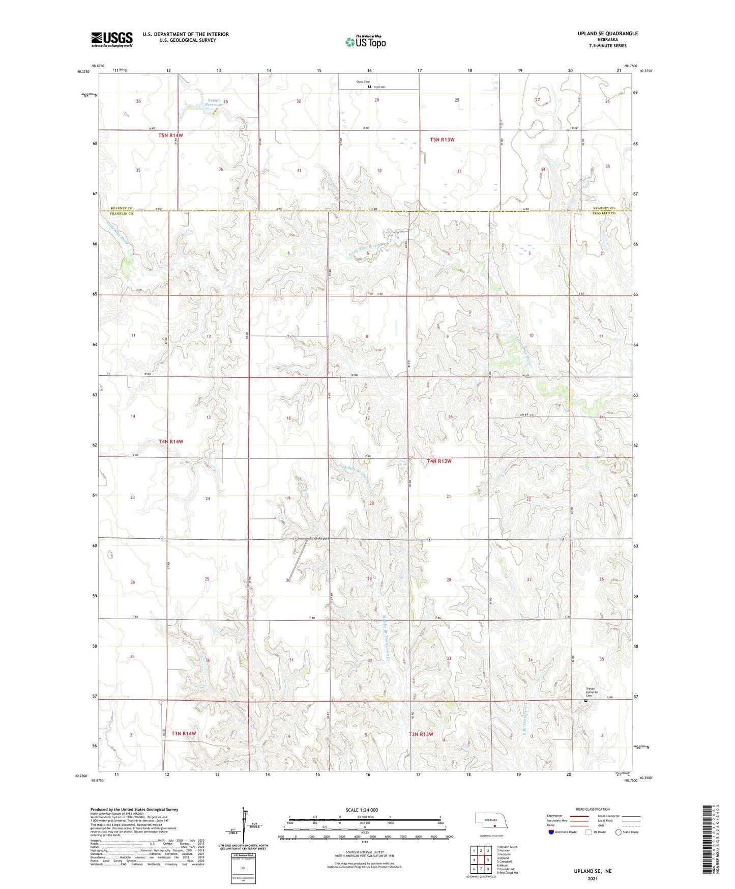 Upland SE Nebraska US Topo Map Image