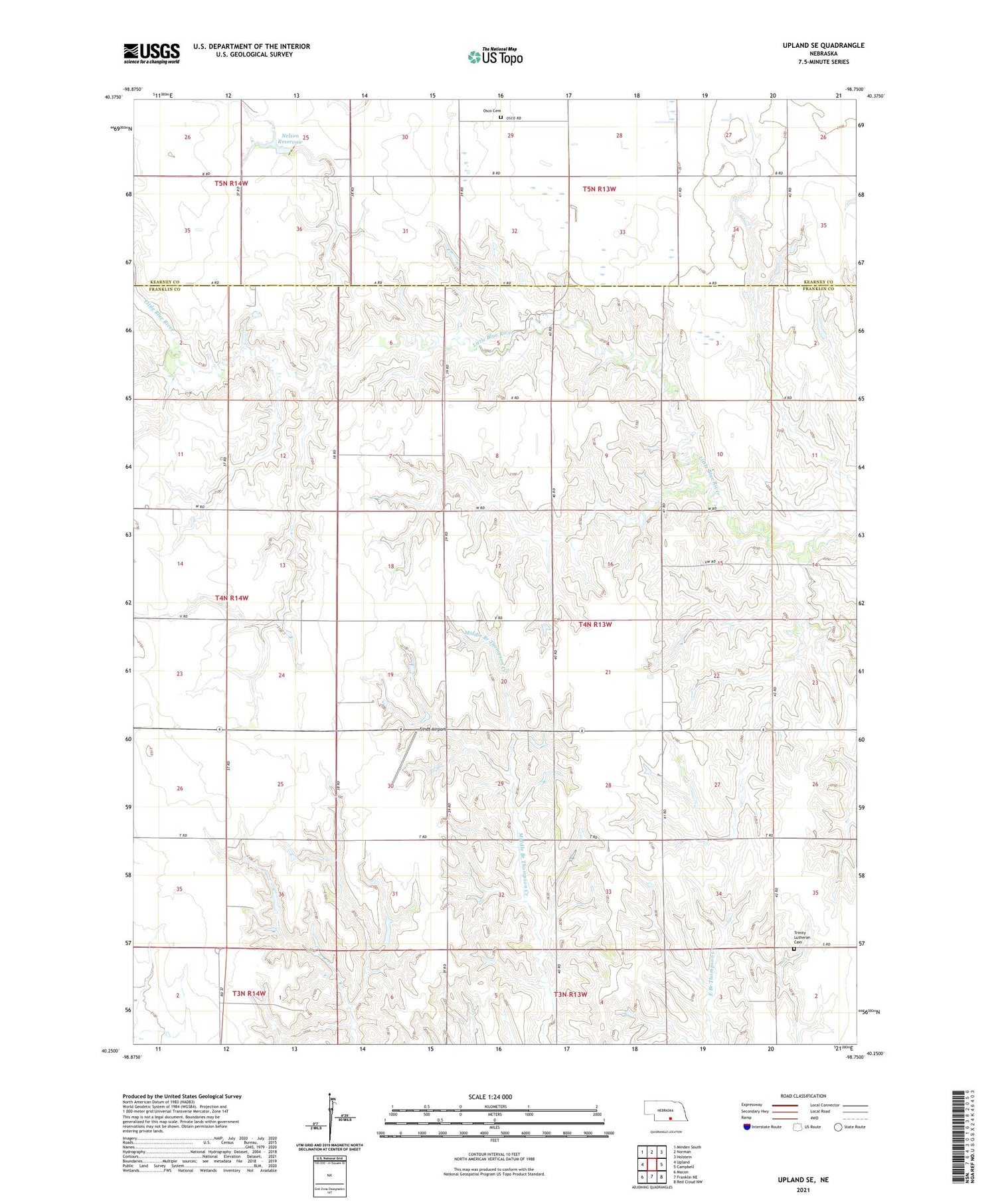 Upland SE Nebraska US Topo Map Image