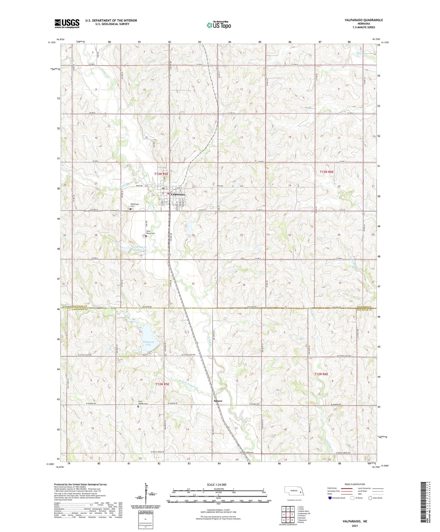 Valparaiso Nebraska US Topo Map Image