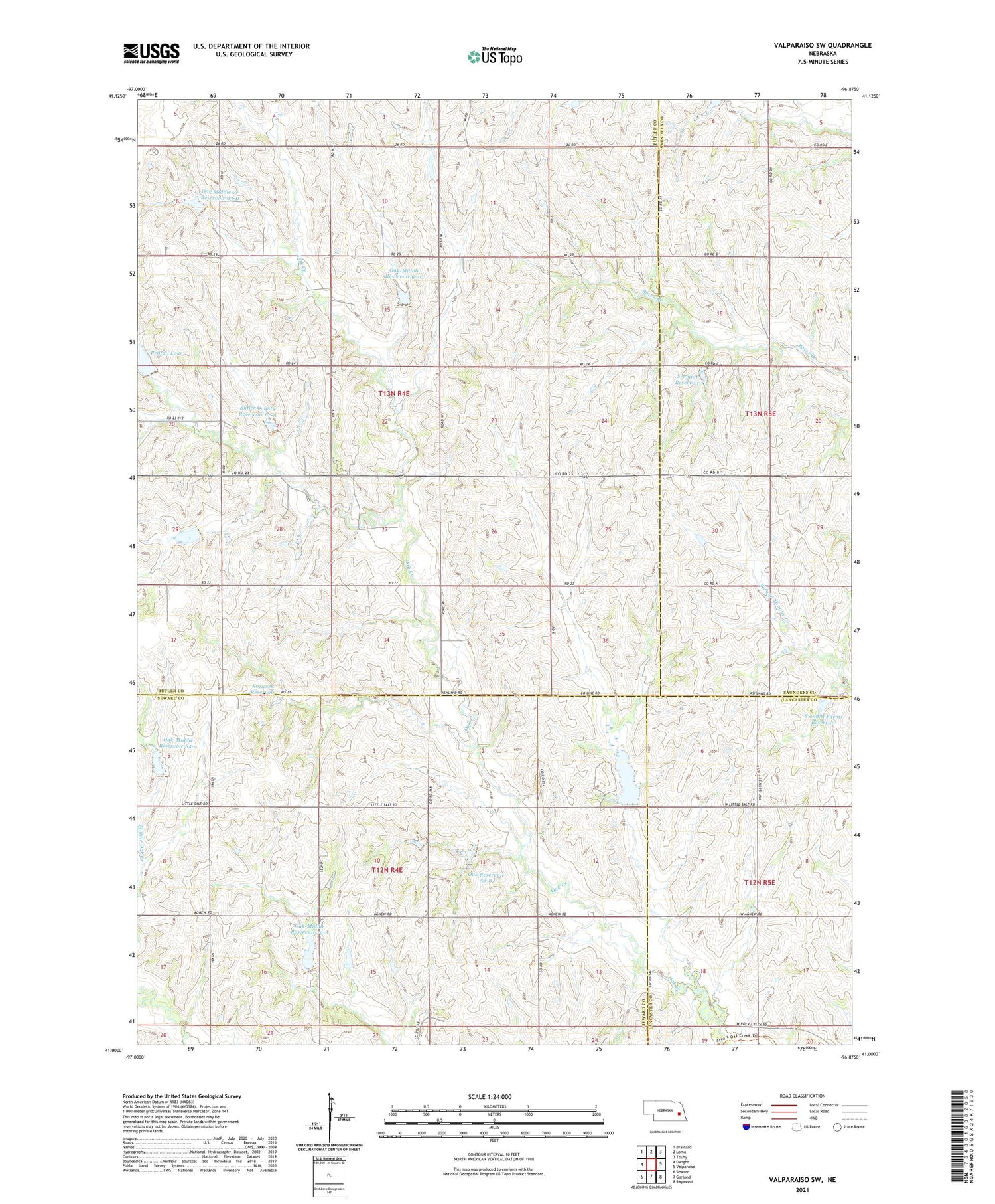Valparaiso SW Nebraska US Topo Map Image