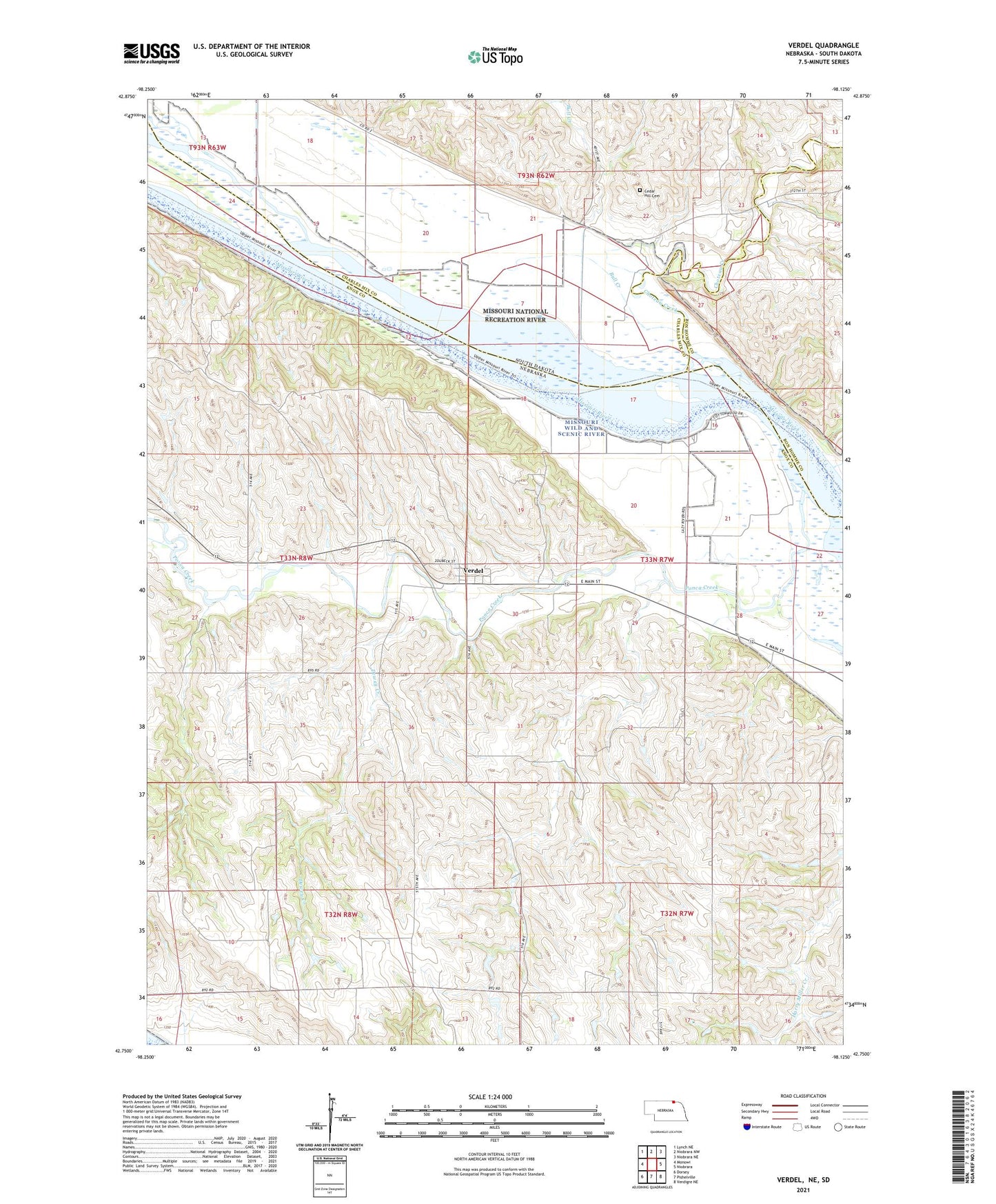 Verdel Nebraska US Topo Map Image