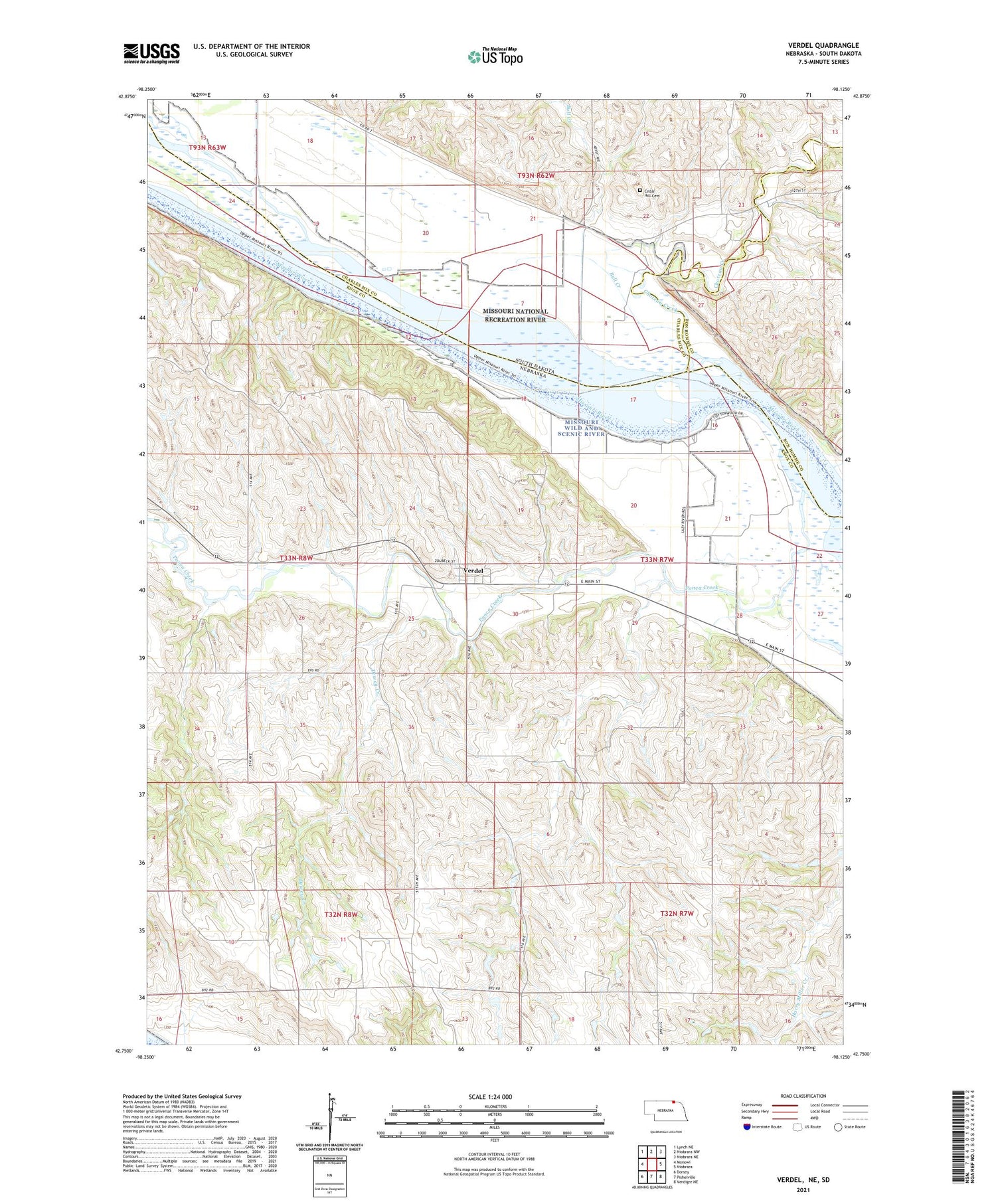 Verdel Nebraska US Topo Map Image