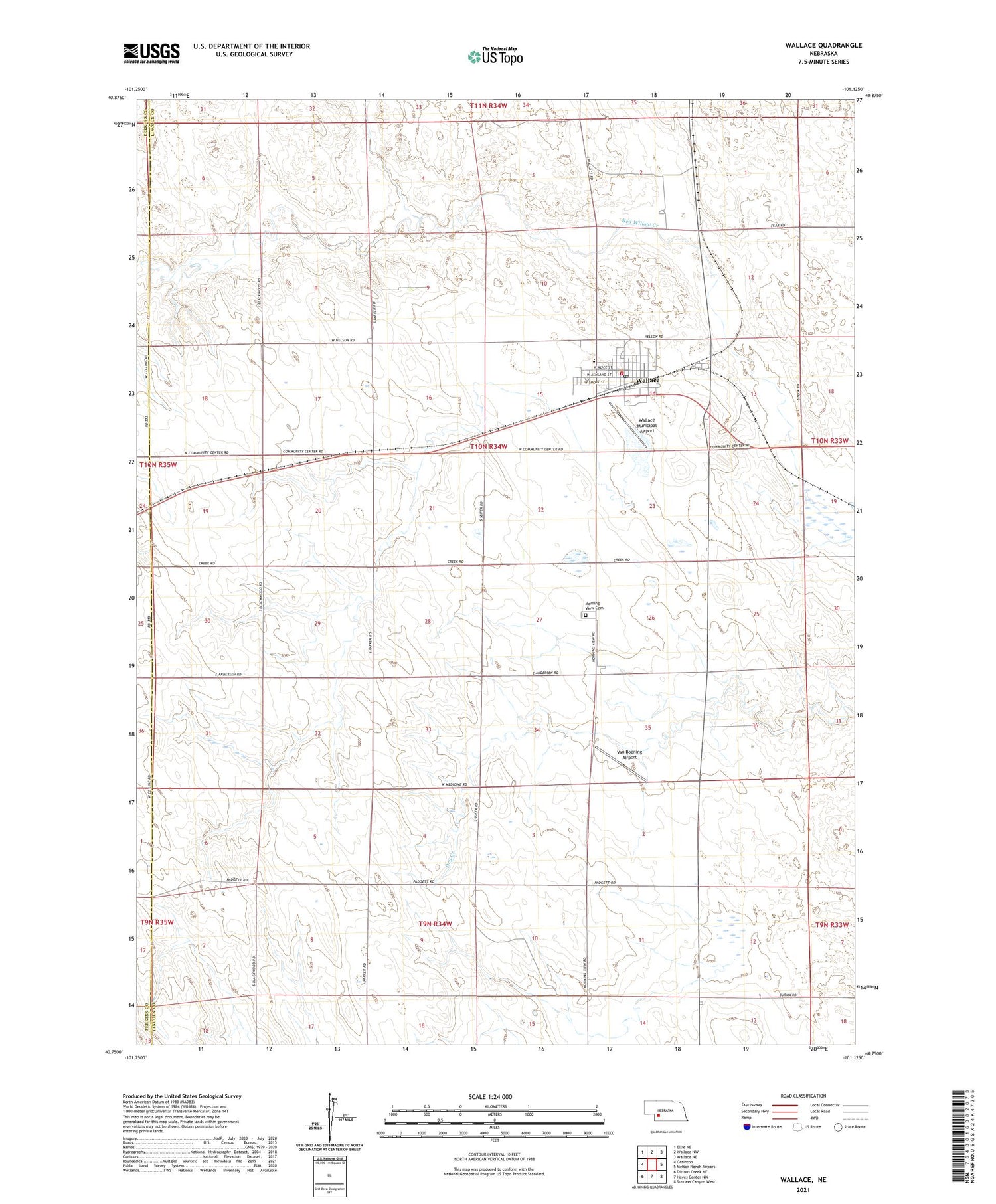 Wallace Nebraska US Topo Map Image
