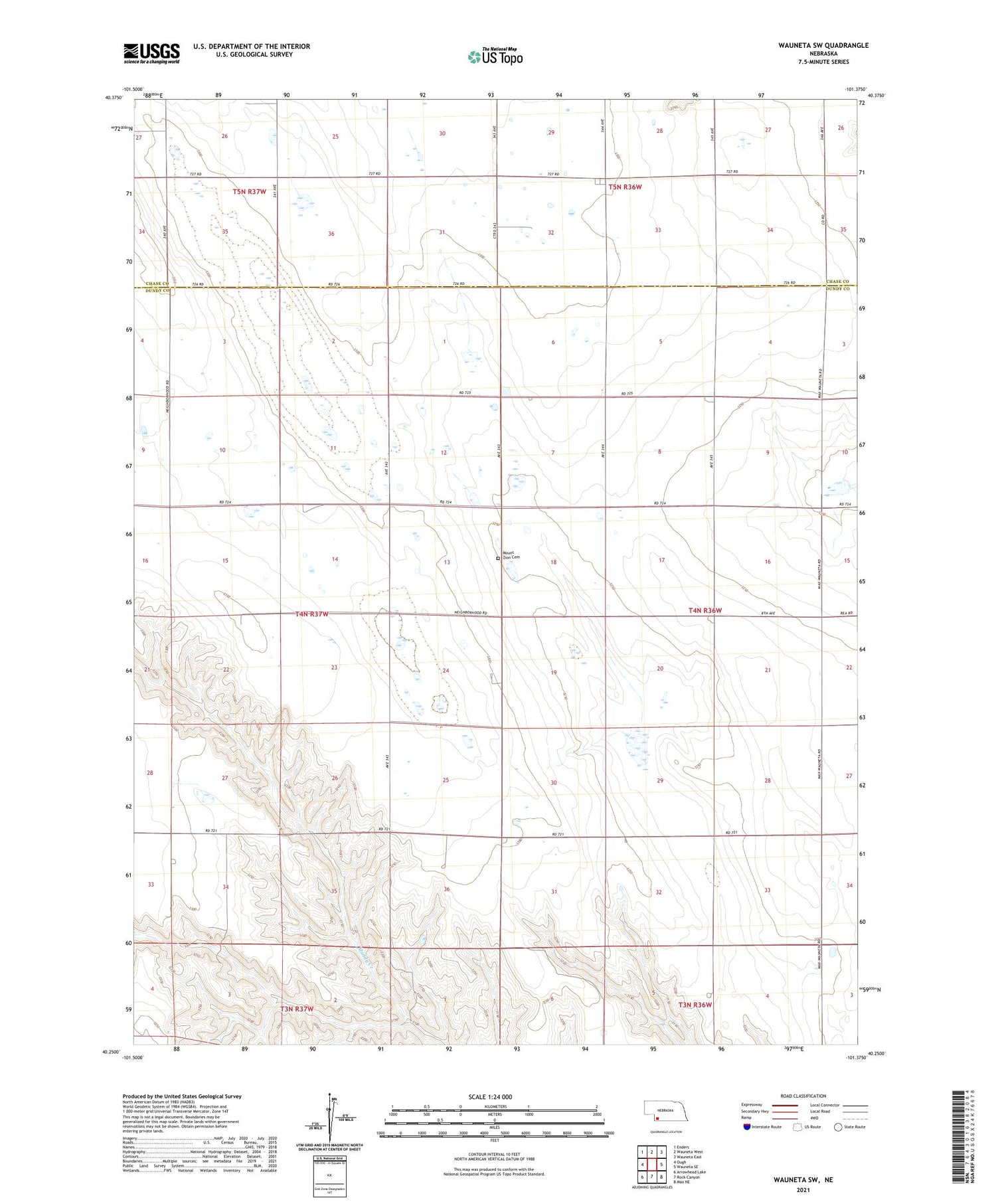 Wauneta SW Nebraska US Topo Map Image