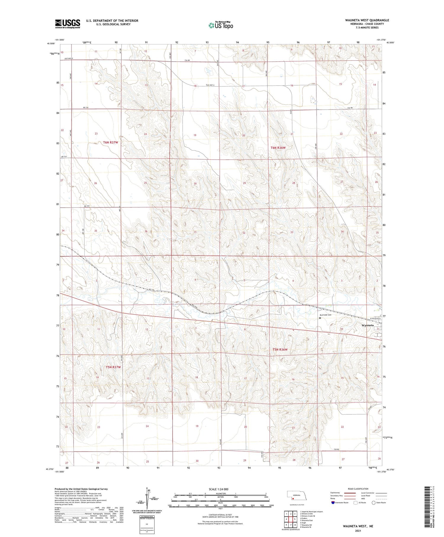 Wauneta West Nebraska US Topo Map Image