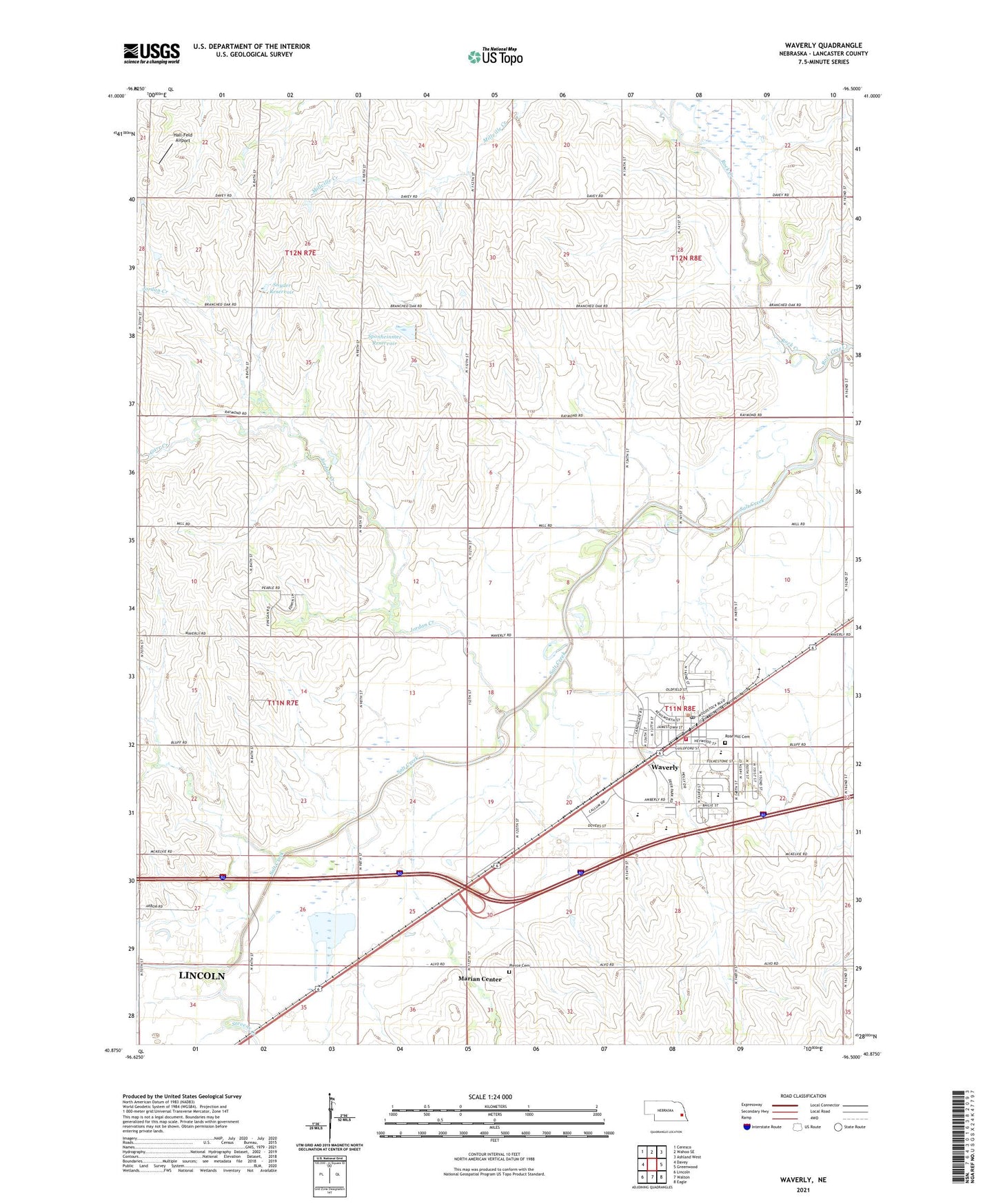 Waverly Nebraska US Topo Map Image