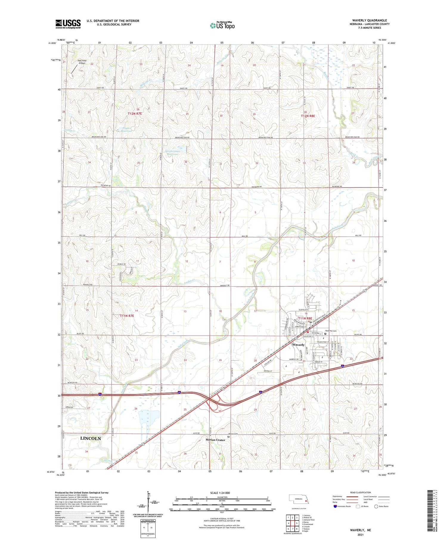 Waverly Nebraska US Topo Map Image
