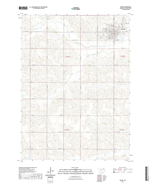Wayne Nebraska US Topo Map Image