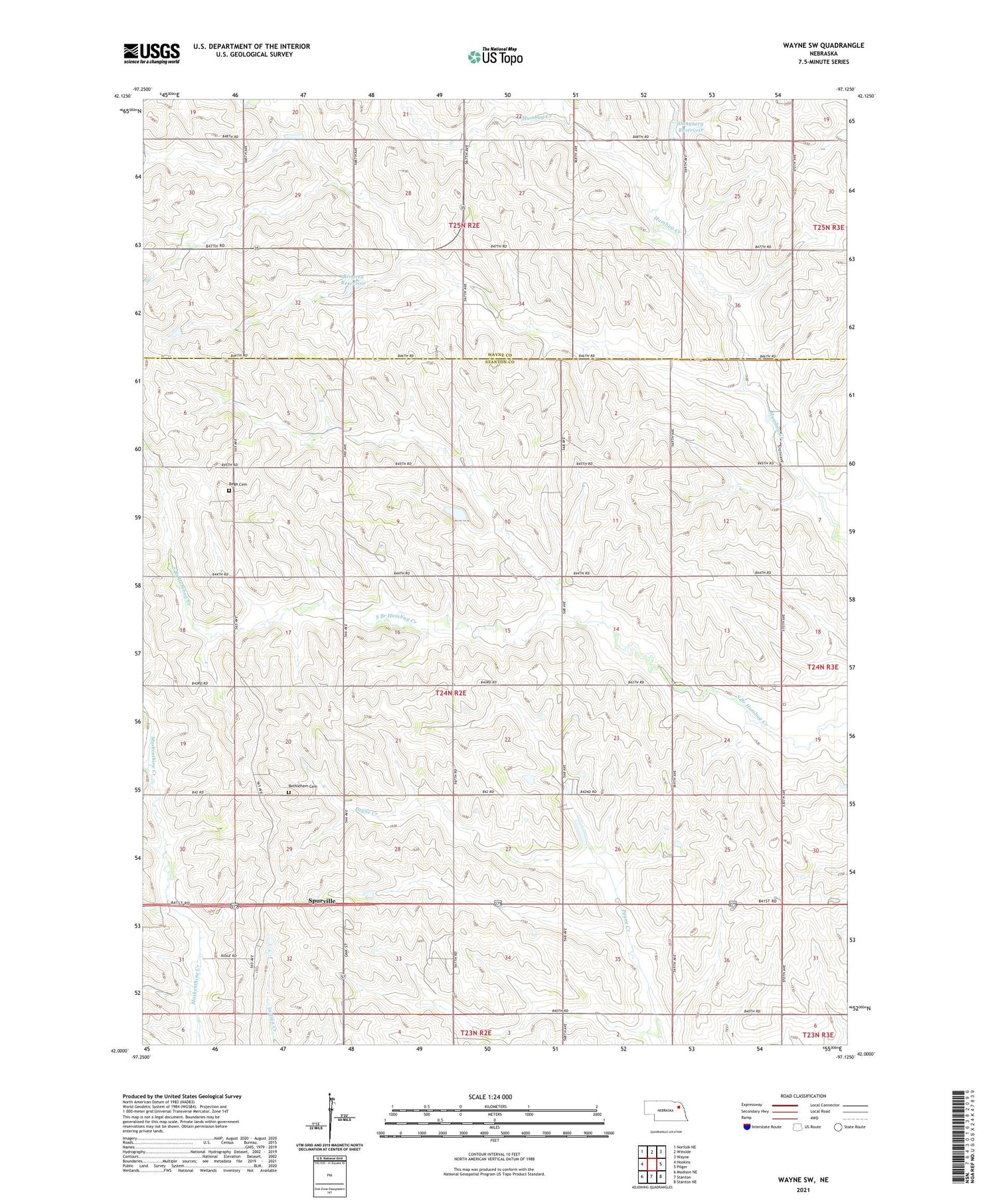 Wayne SW Nebraska US Topo Map Image