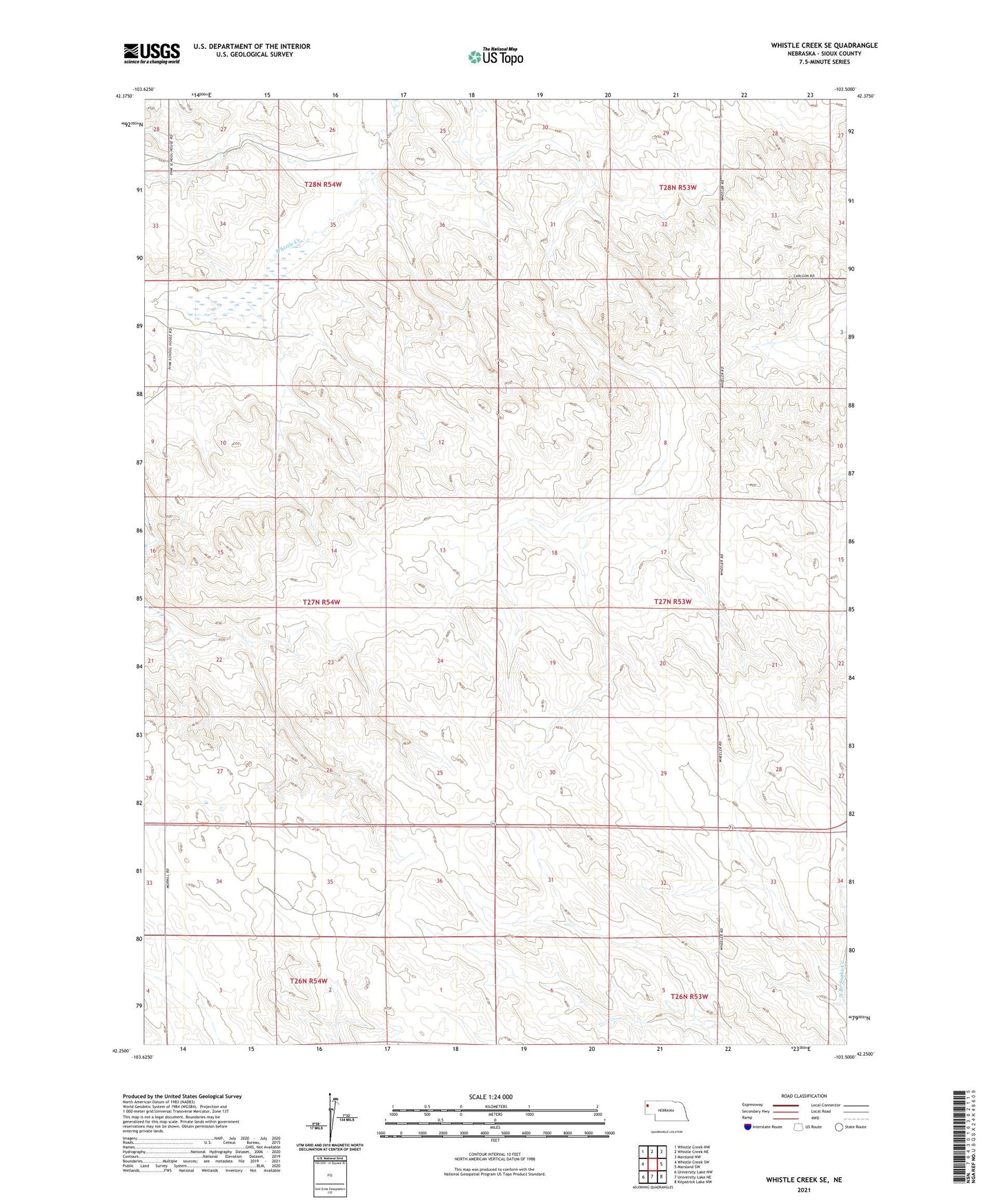 Whistle Creek SE Nebraska US Topo Map Image