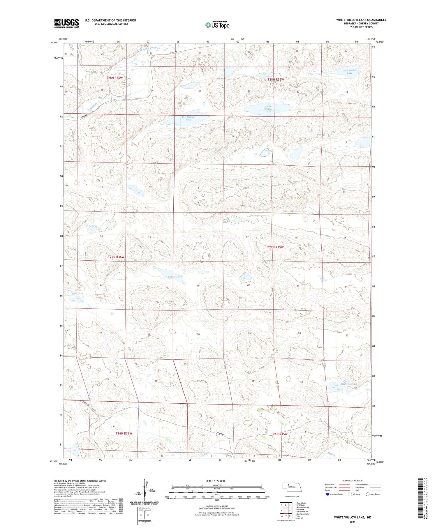 White Willow Lake Nebraska US Topo Map Image
