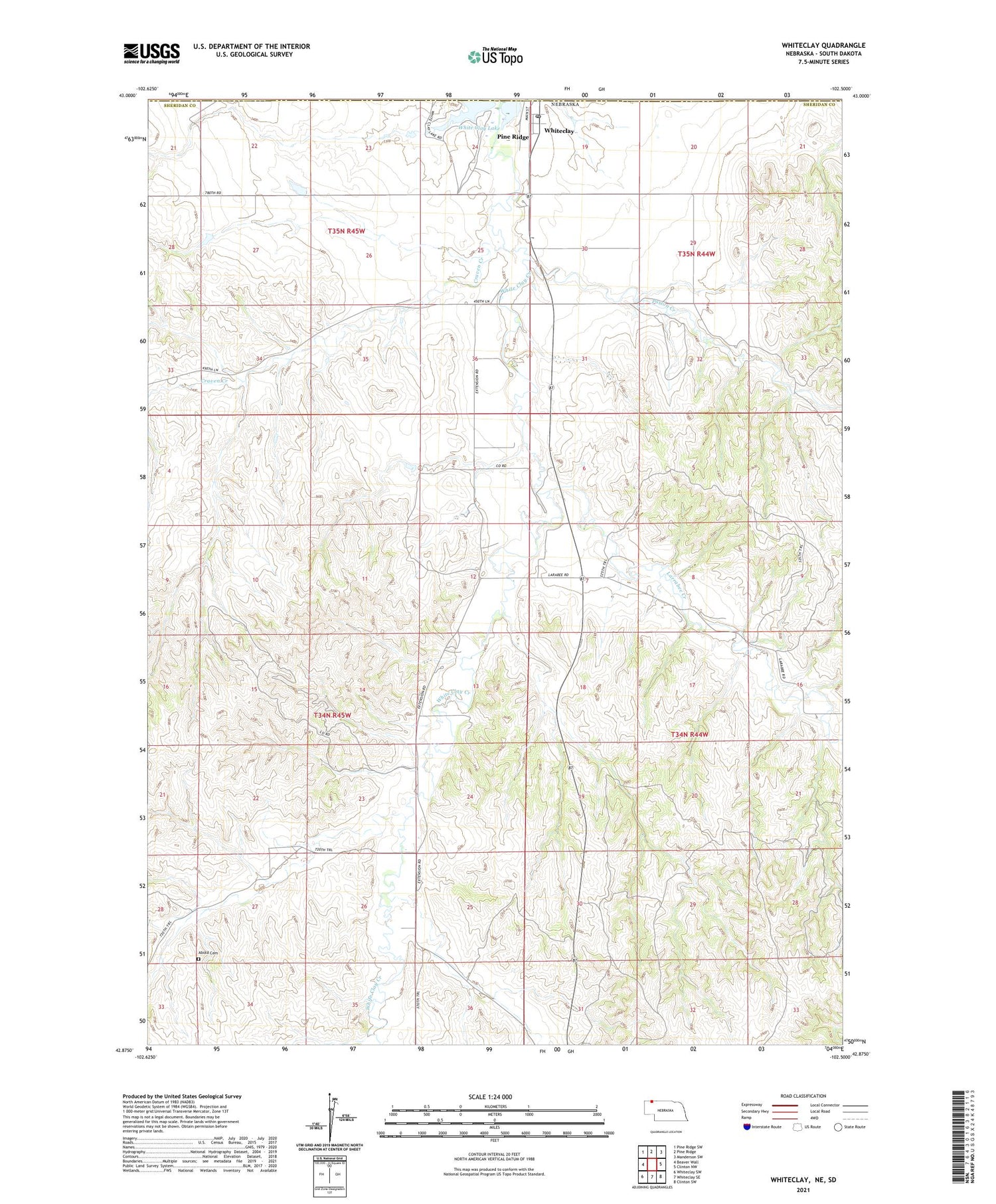 Whiteclay Nebraska US Topo Map Image