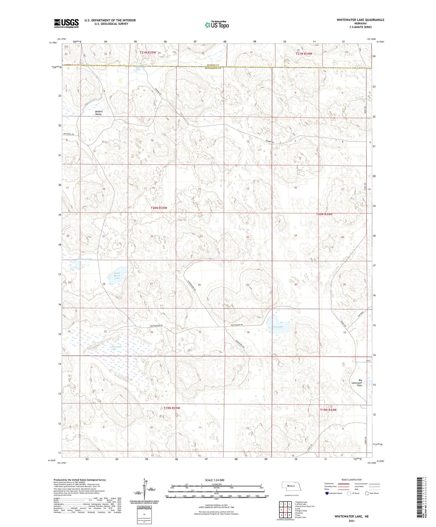 Whitewater Lake Nebraska US Topo Map Image
