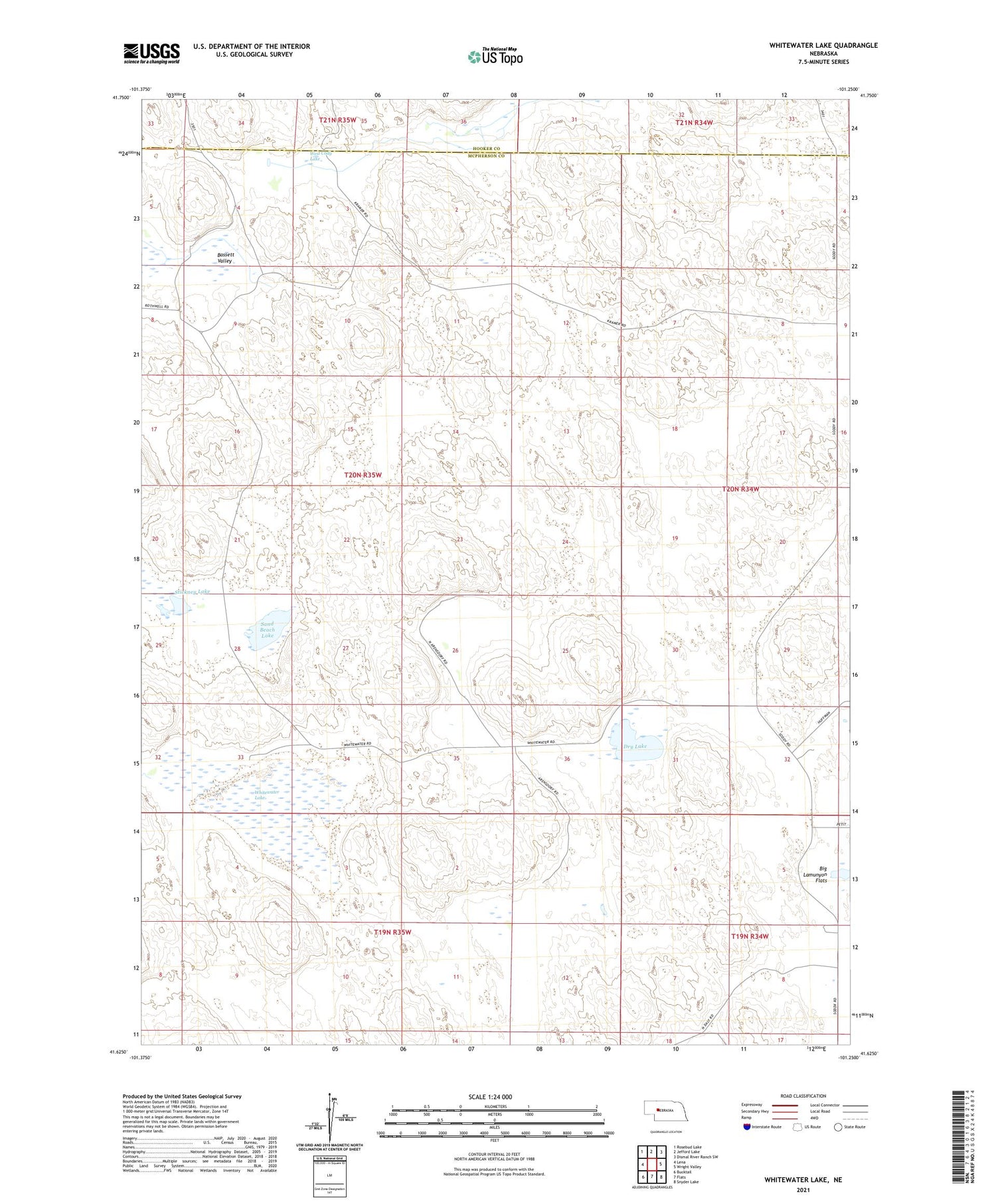 Whitewater Lake Nebraska US Topo Map Image