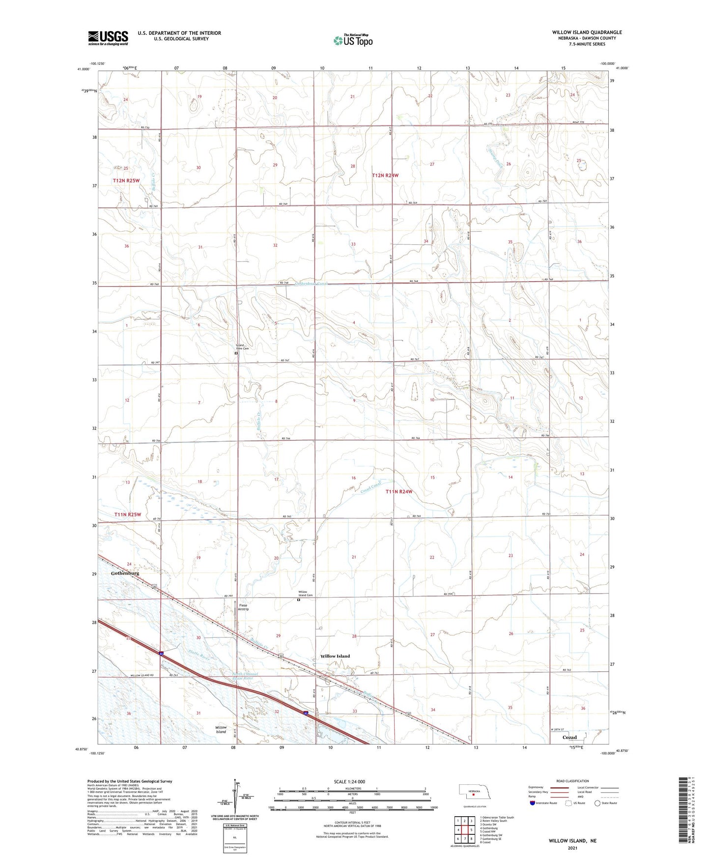 Willow Island Nebraska US Topo Map Image