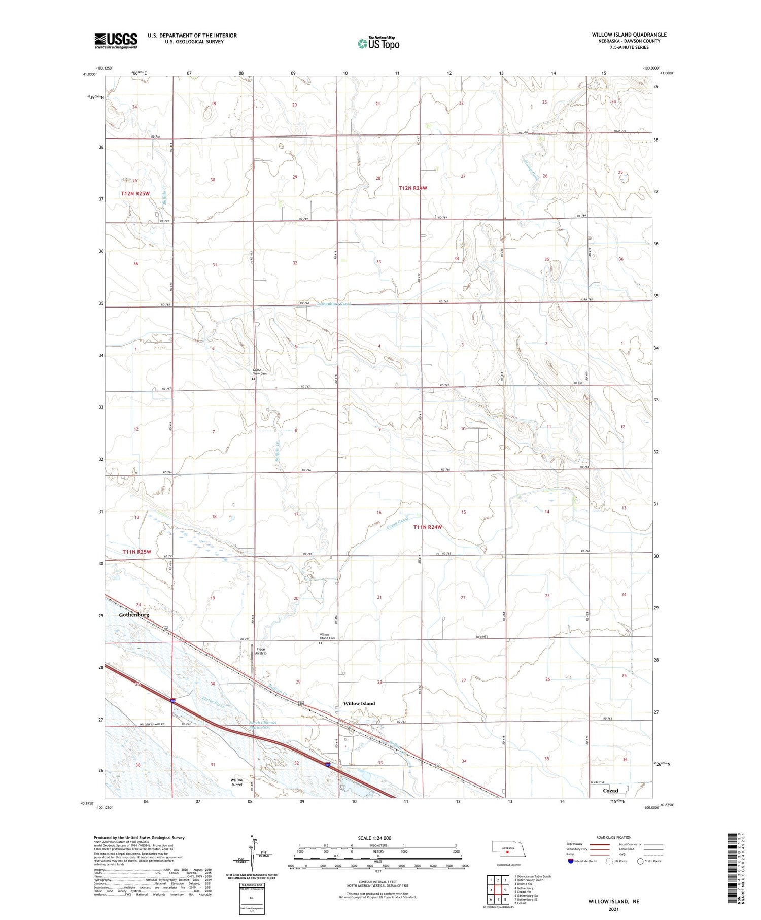 Willow Island Nebraska US Topo Map Image