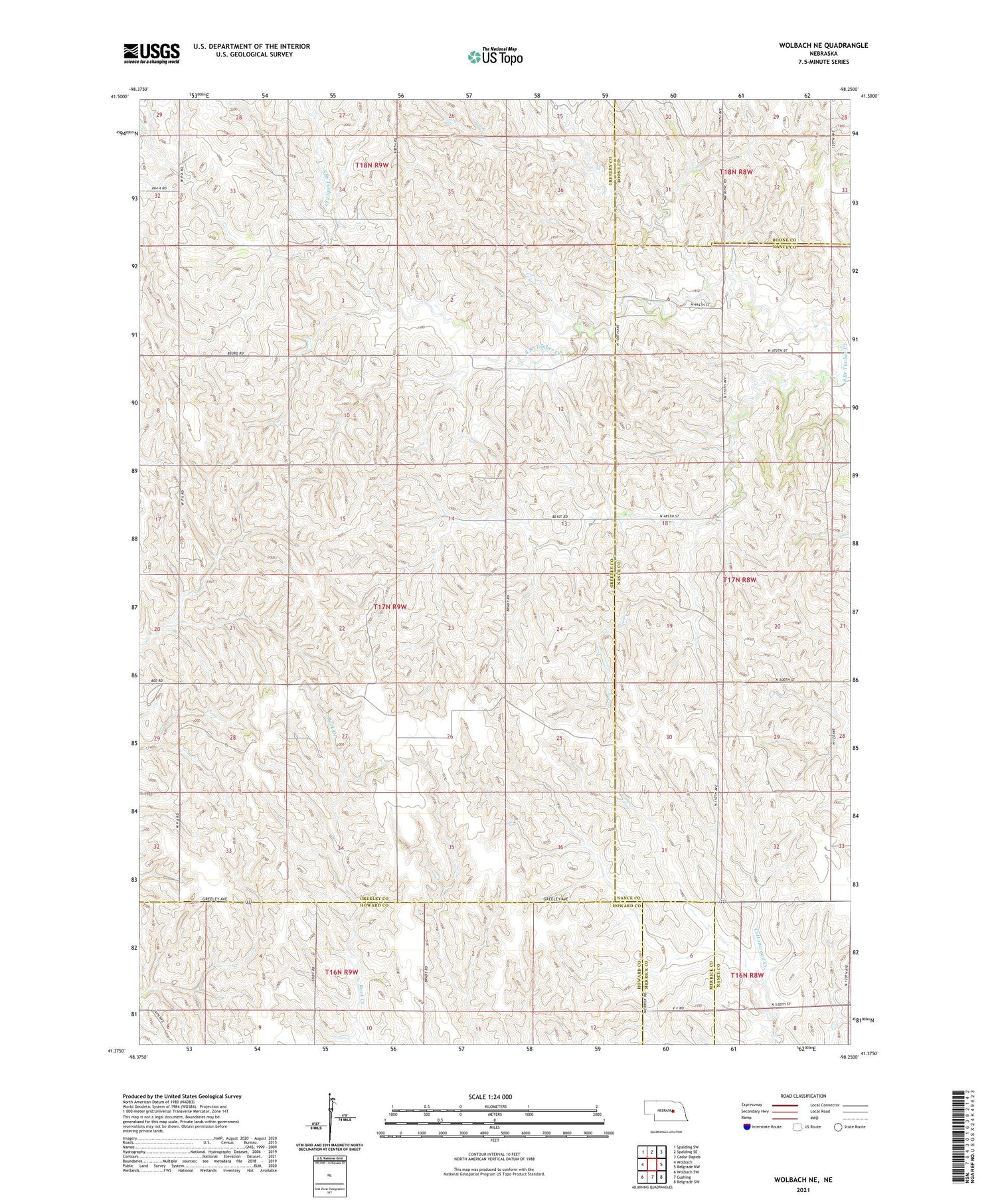 Wolbach NE Nebraska US Topo Map Image