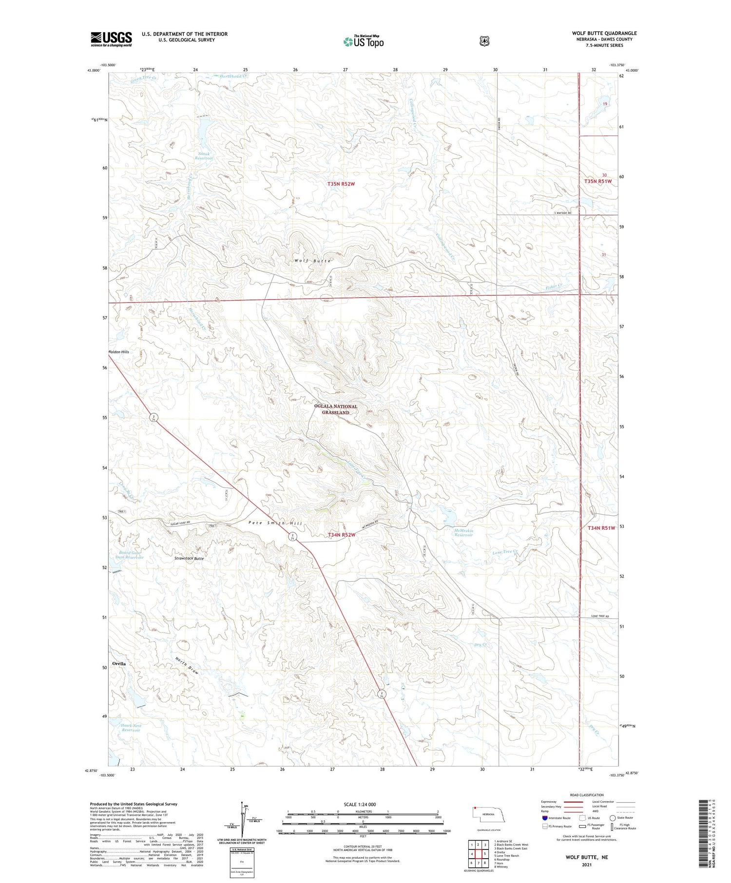 Wolf Butte Nebraska US Topo Map Image