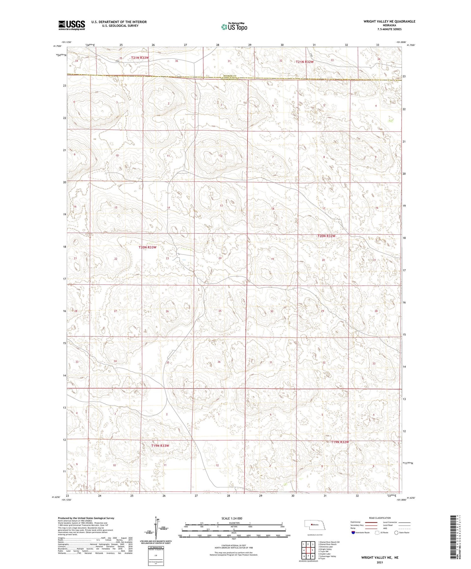 Wright Valley NE Nebraska US Topo Map Image