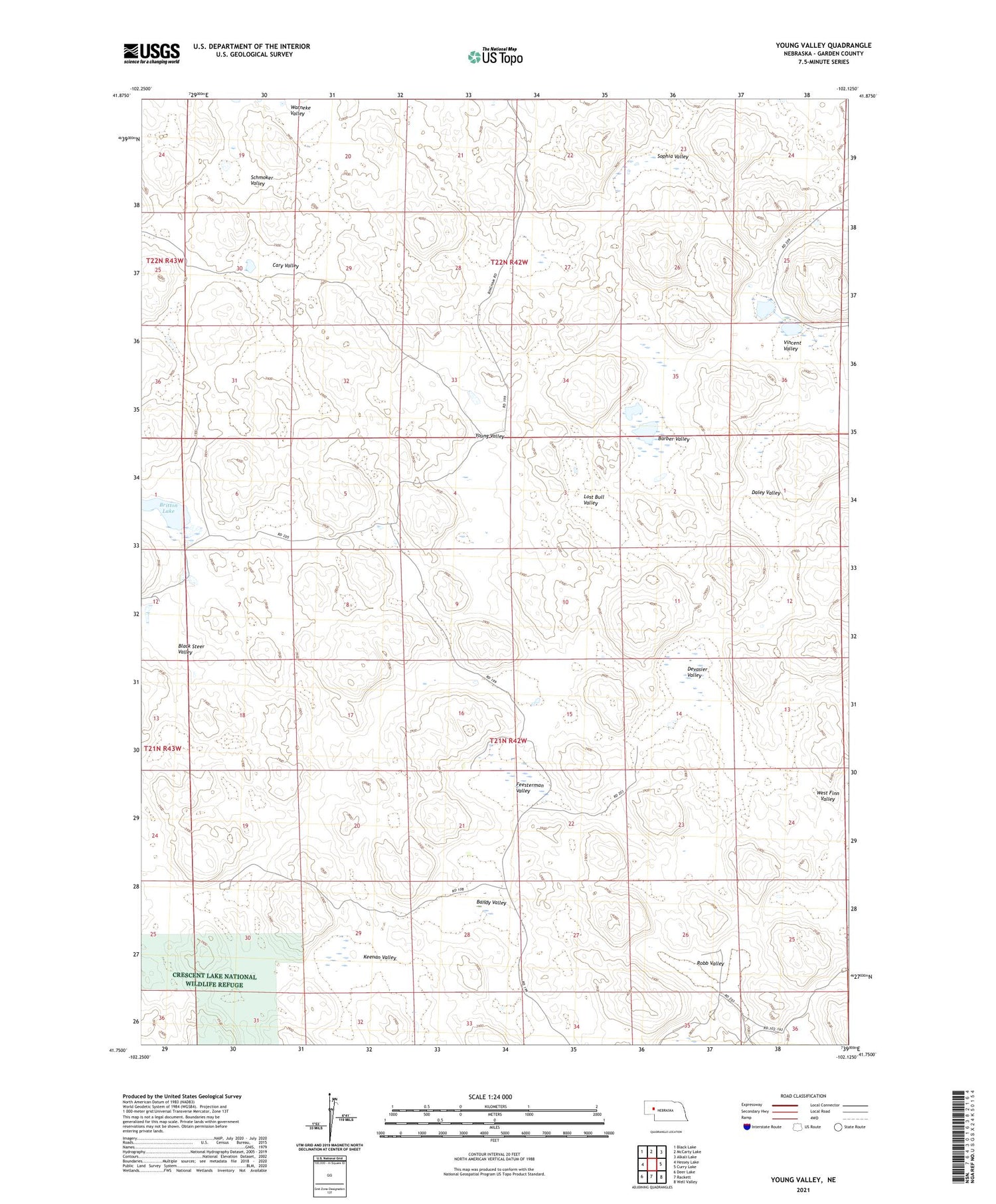 Young Valley Nebraska US Topo Map Image