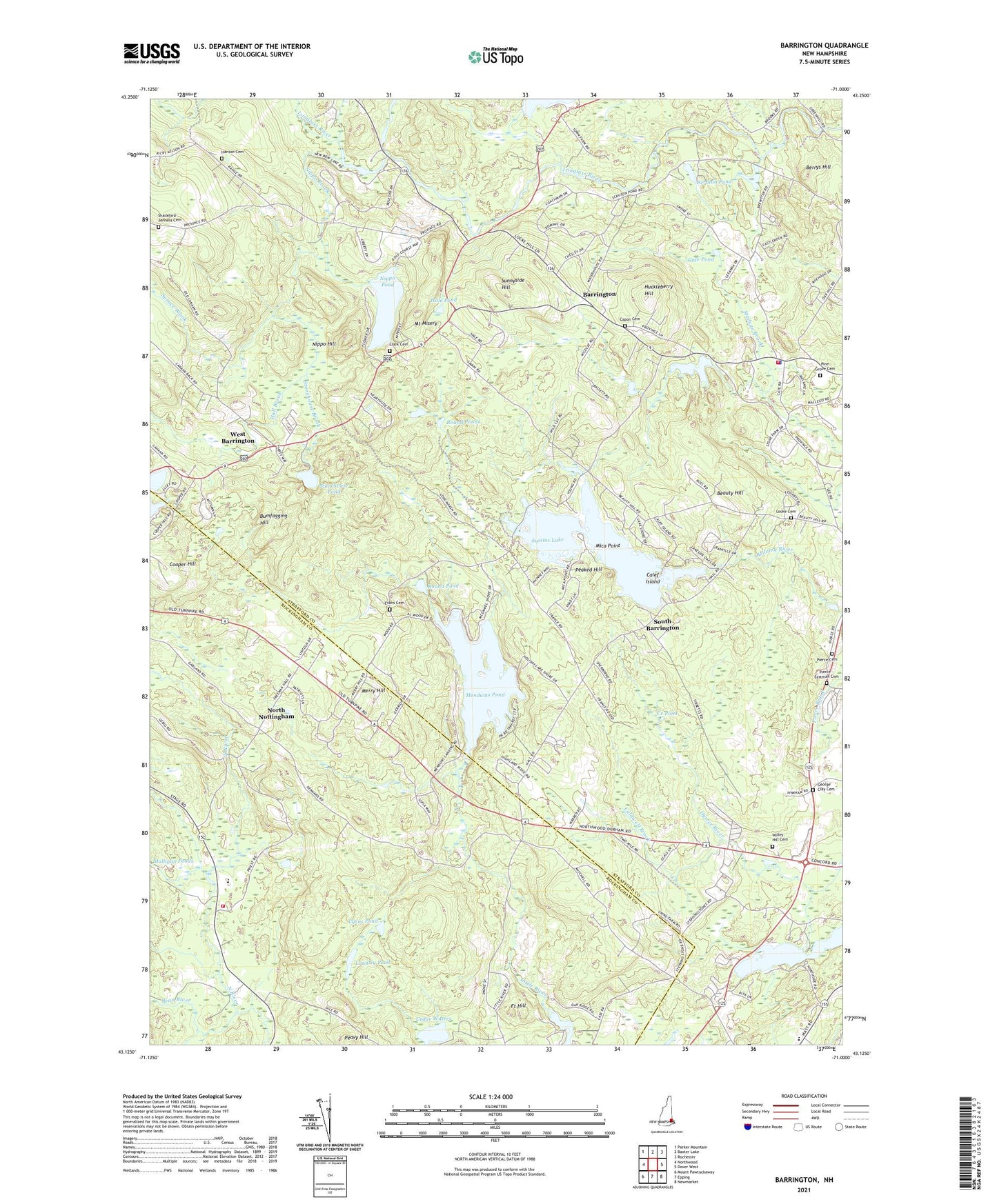 Barrington New Hampshire US Topo Map Image