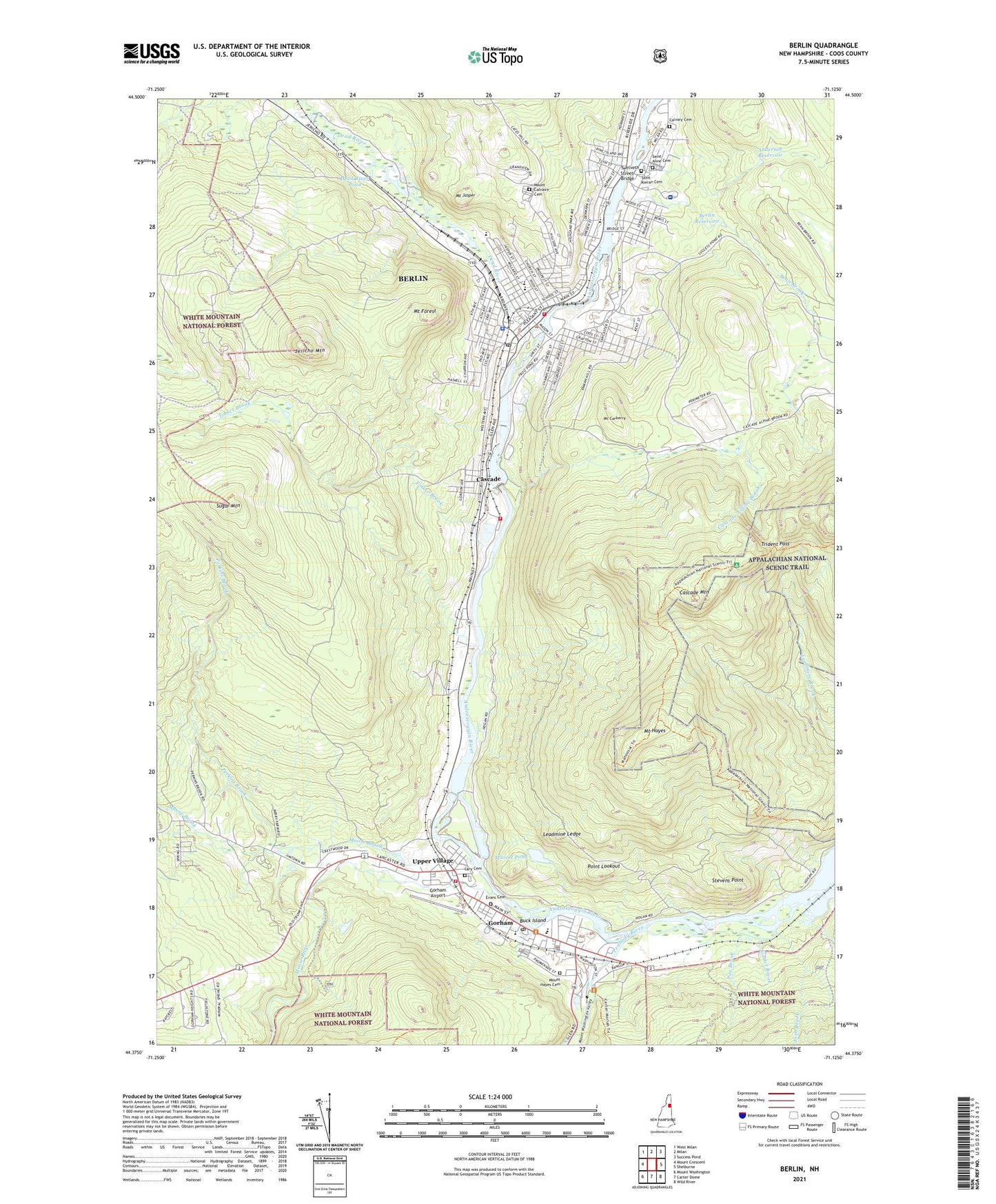 Berlin New Hampshire US Topo Map Image