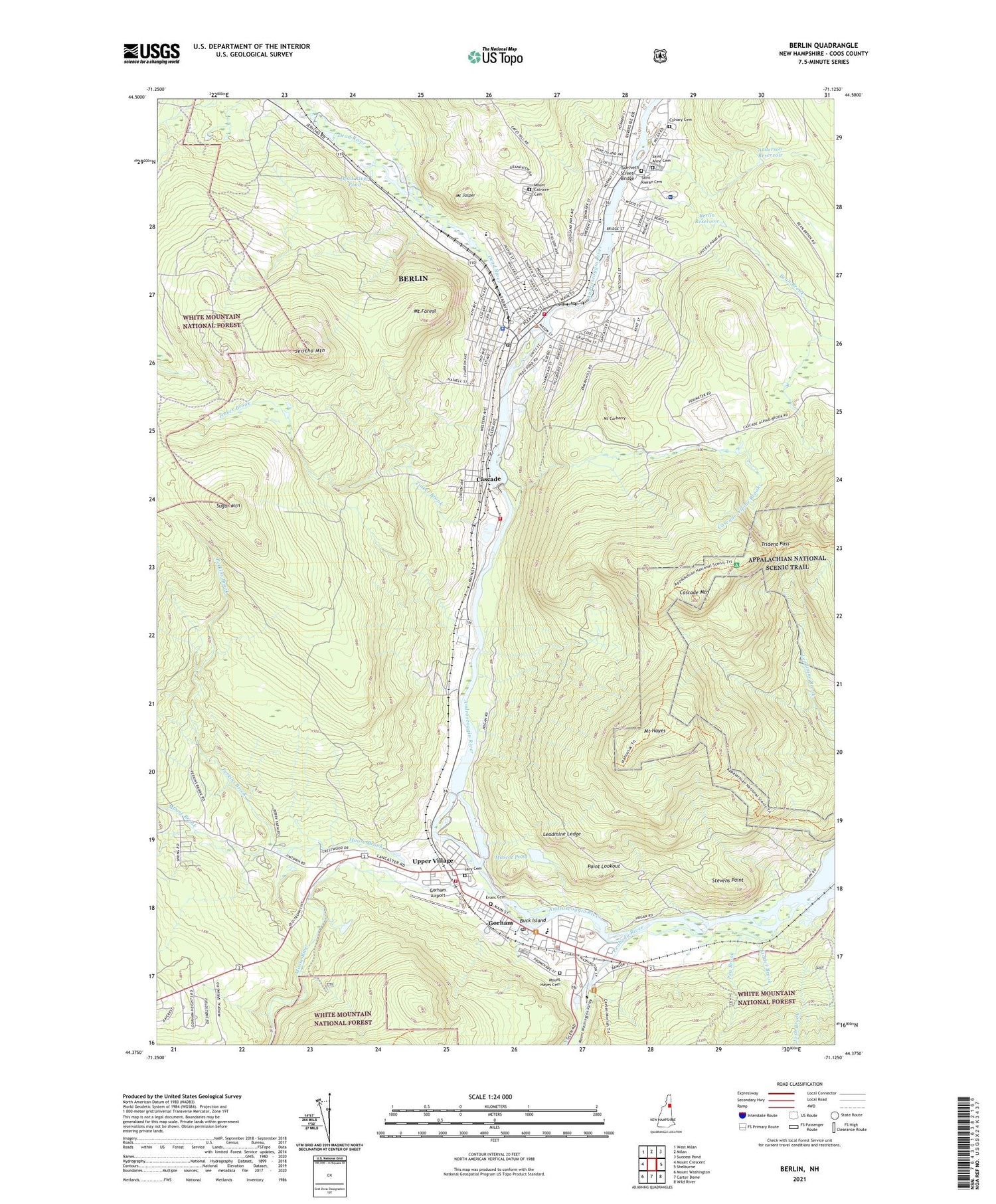 Berlin New Hampshire US Topo Map Image