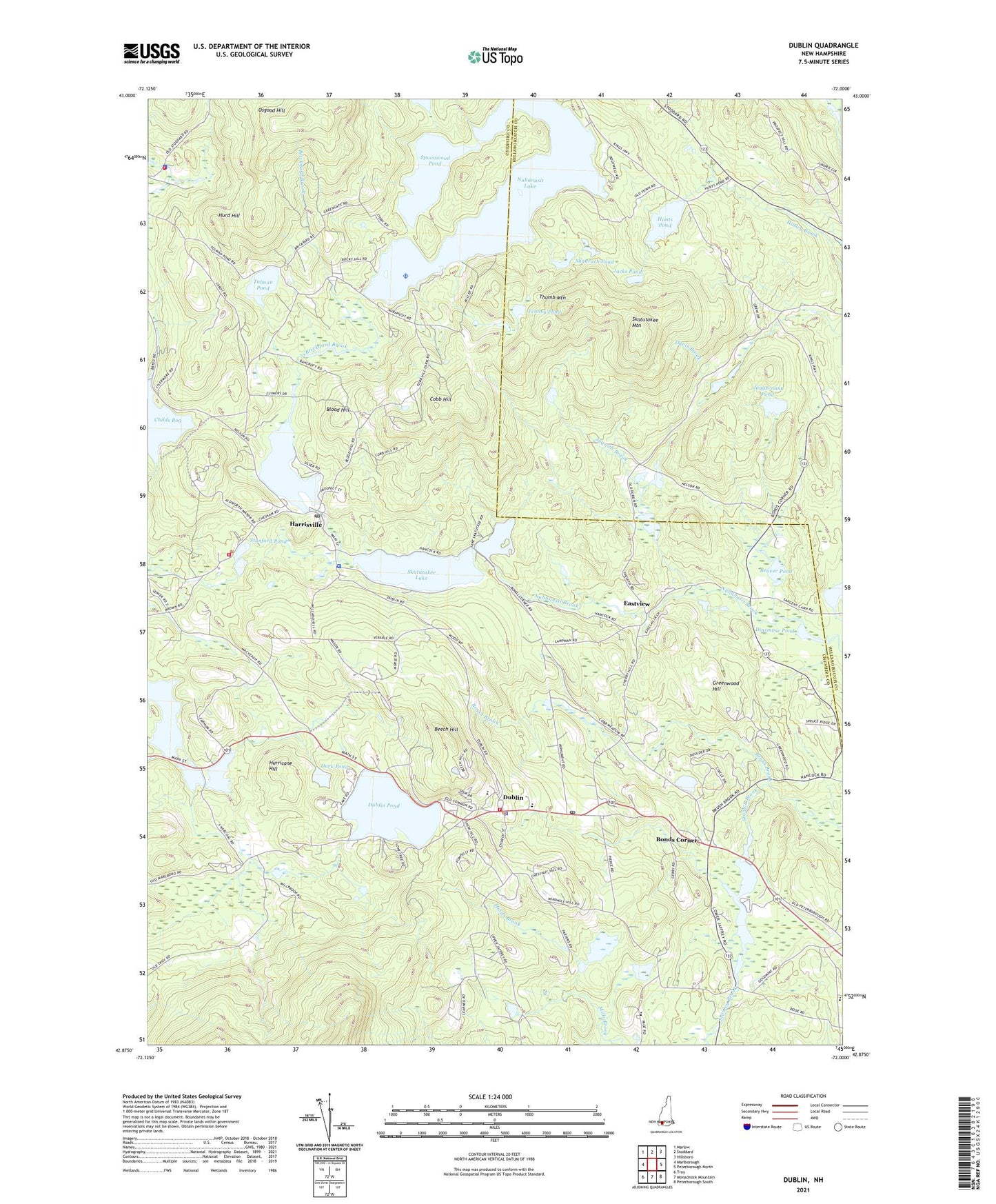 Dublin New Hampshire US Topo Map Image