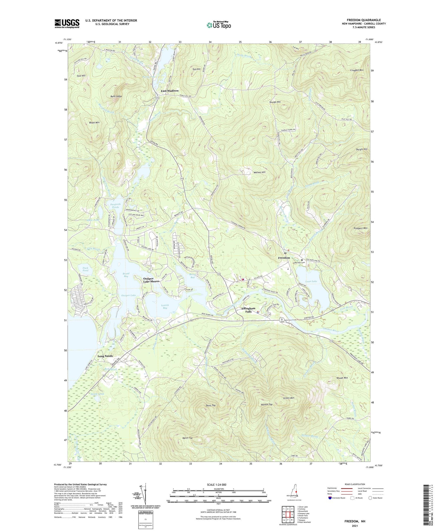 Freedom New Hampshire US Topo Map Image