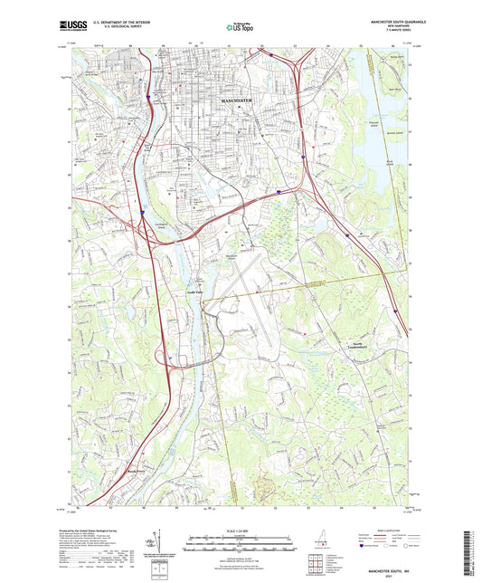 Manchester South New Hampshire US Topo Map Image