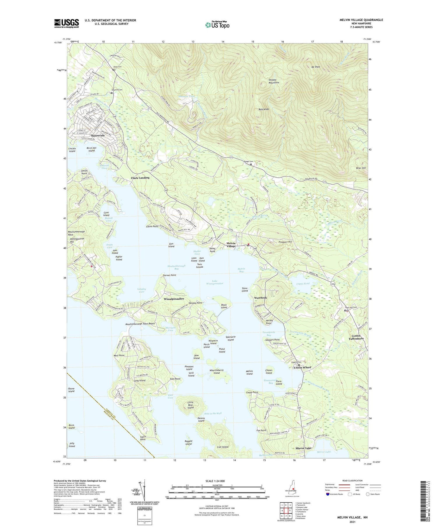 Melvin Village New Hampshire US Topo Map Image