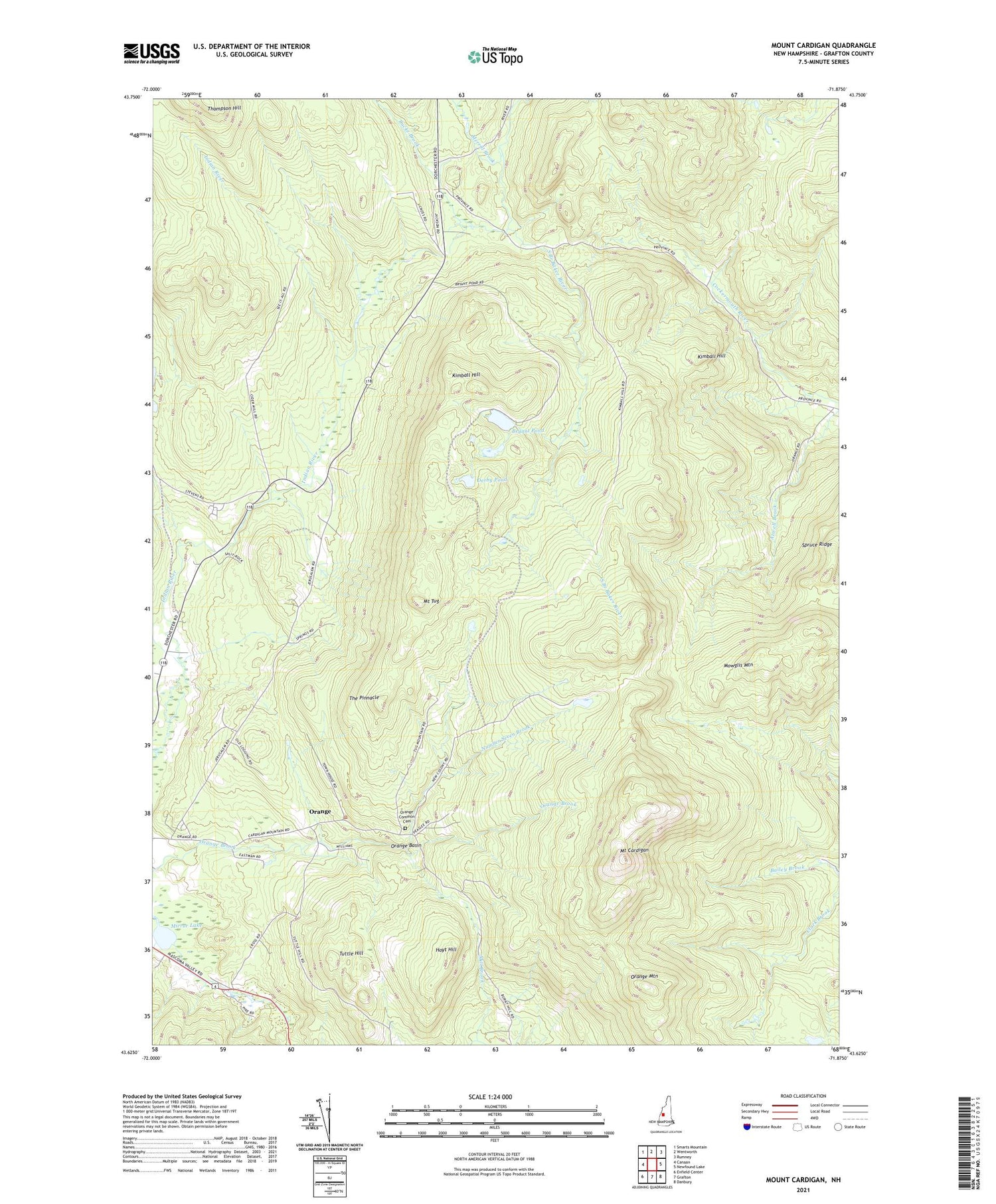 Mount Cardigan New Hampshire US Topo Map Image