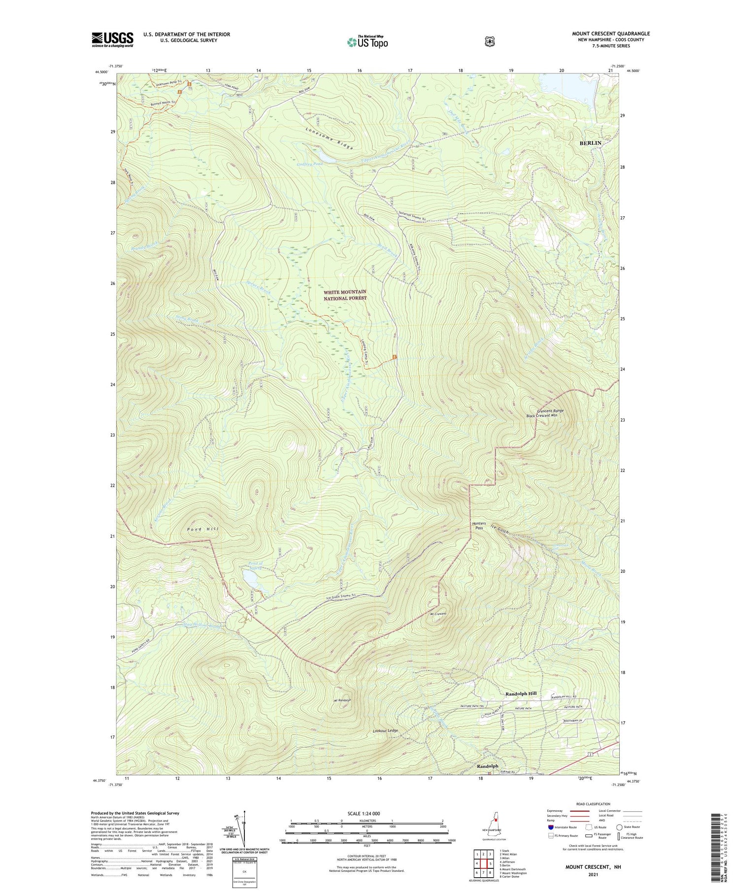Mount Crescent New Hampshire US Topo Map Image