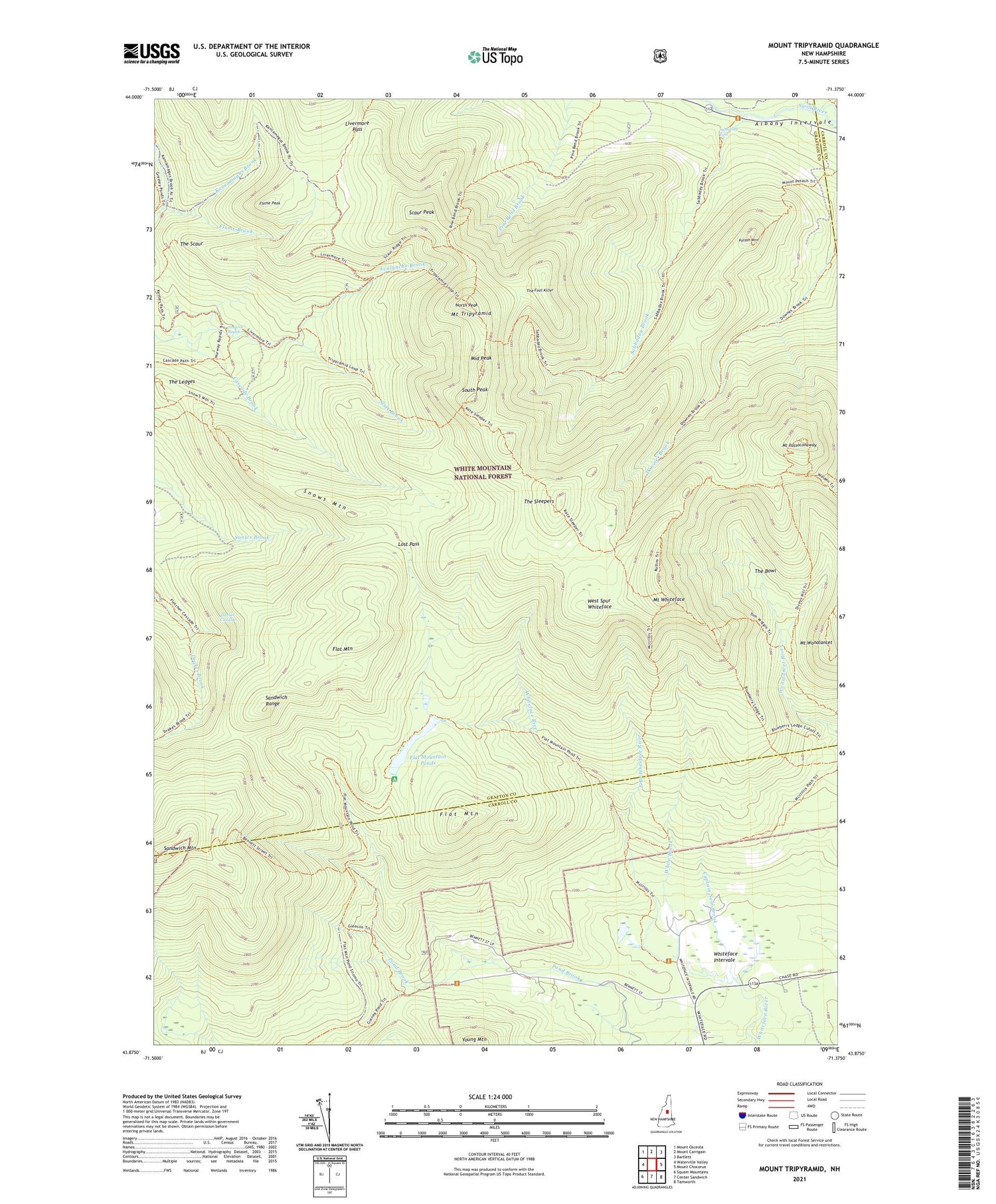 Mount Tripyramid New Hampshire US Topo Map Image