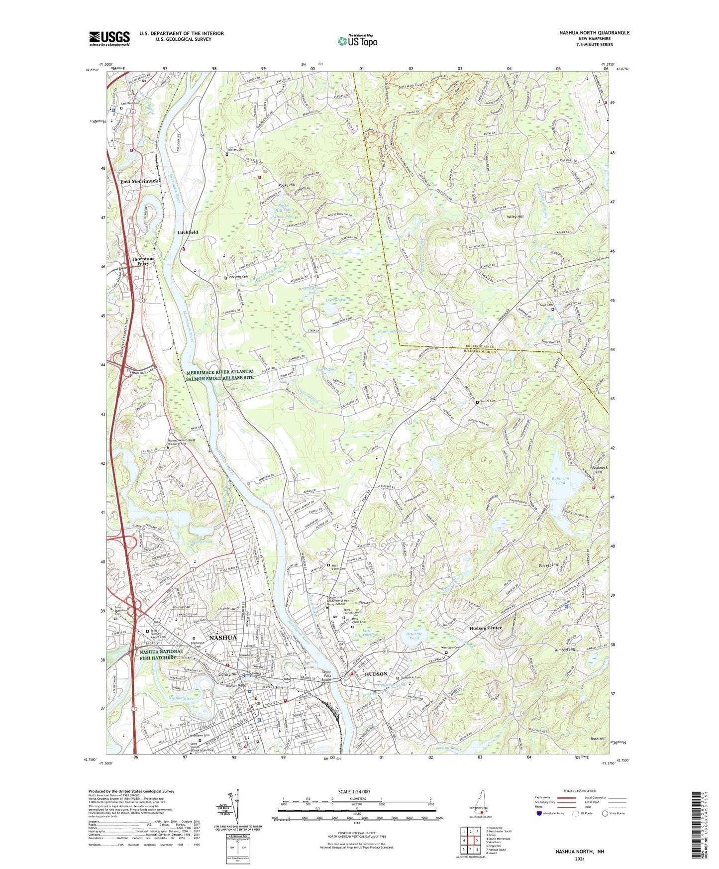 Nashua North New Hampshire US Topo Map Image