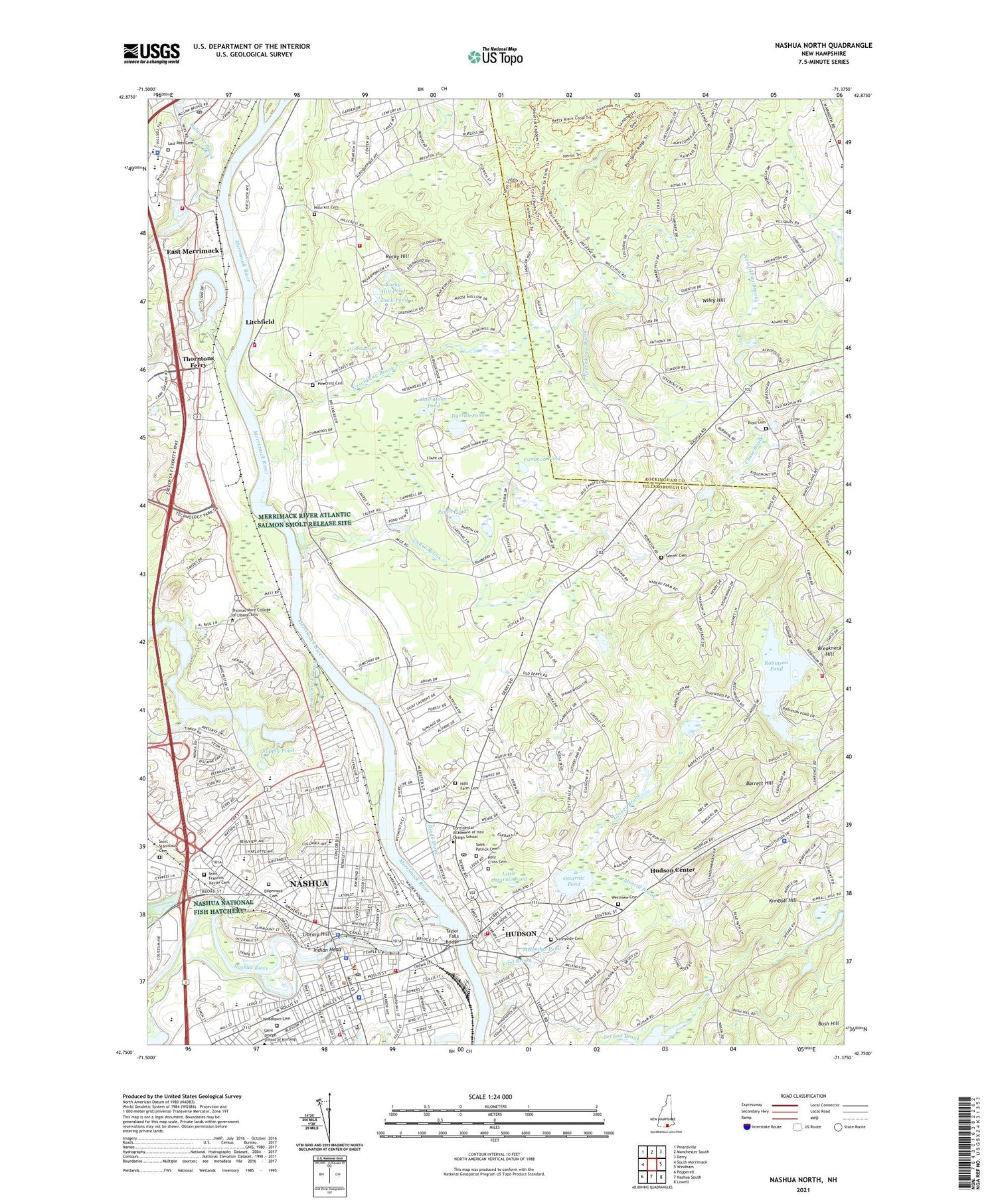 Nashua North New Hampshire US Topo Map Image