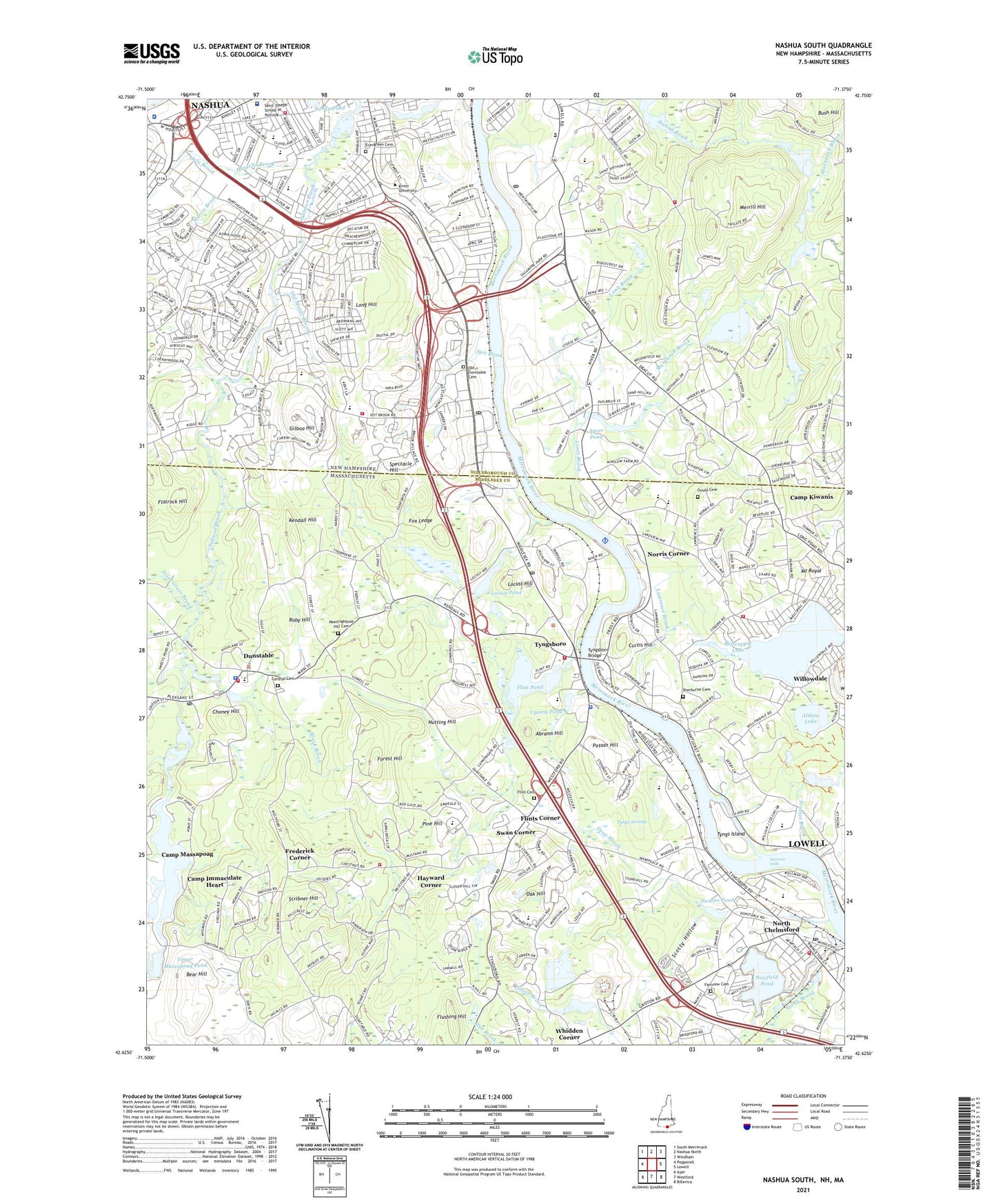 Nashua South New Hampshire US Topo Map Image
