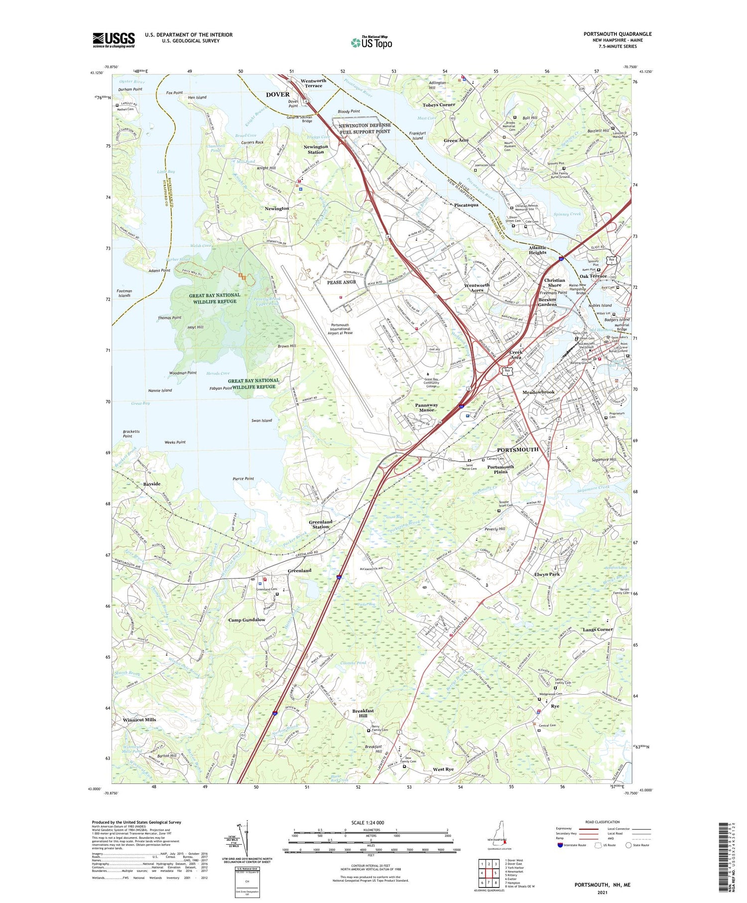 Portsmouth New Hampshire US Topo Map Image