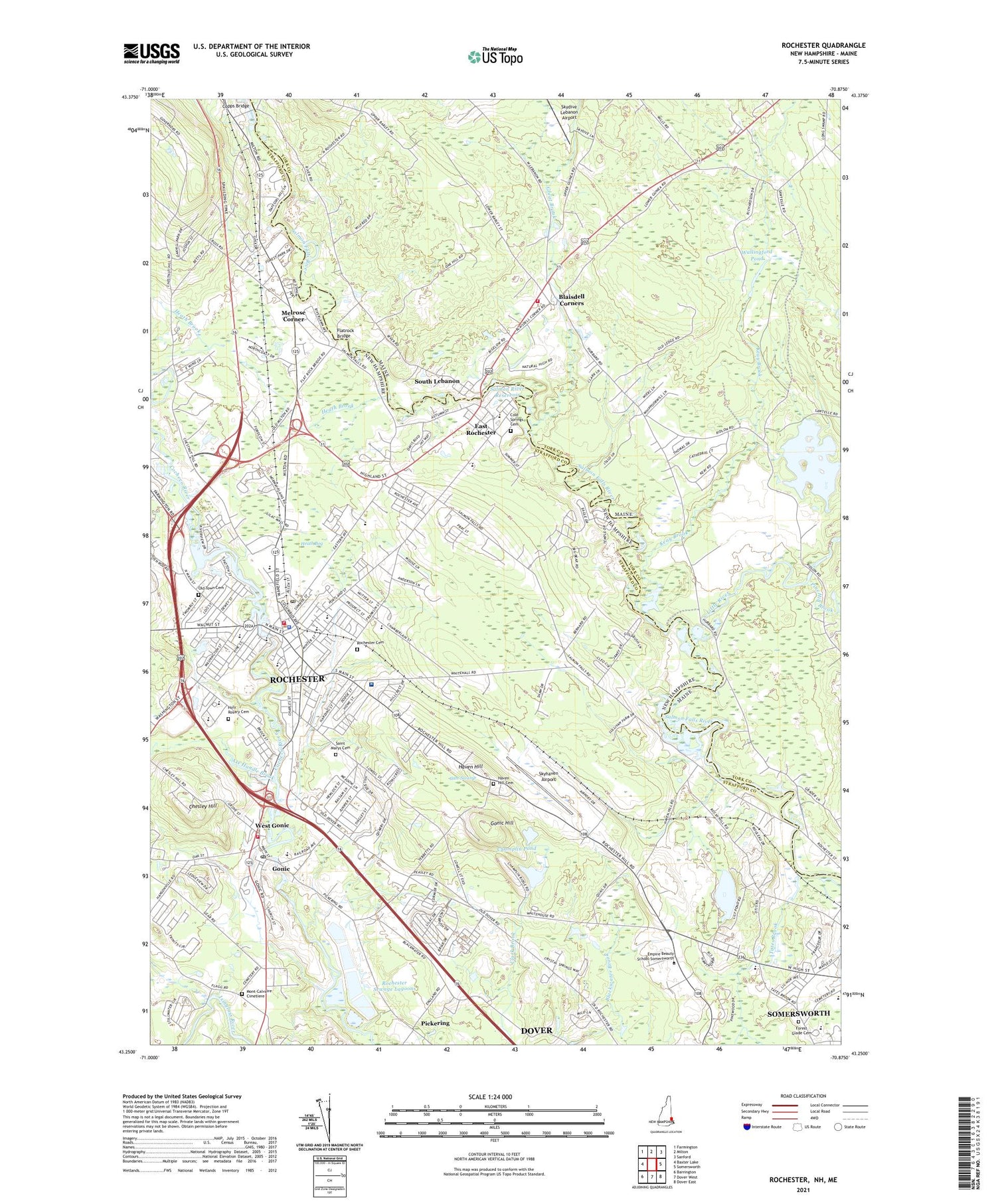 Rochester New Hampshire US Topo Map Image
