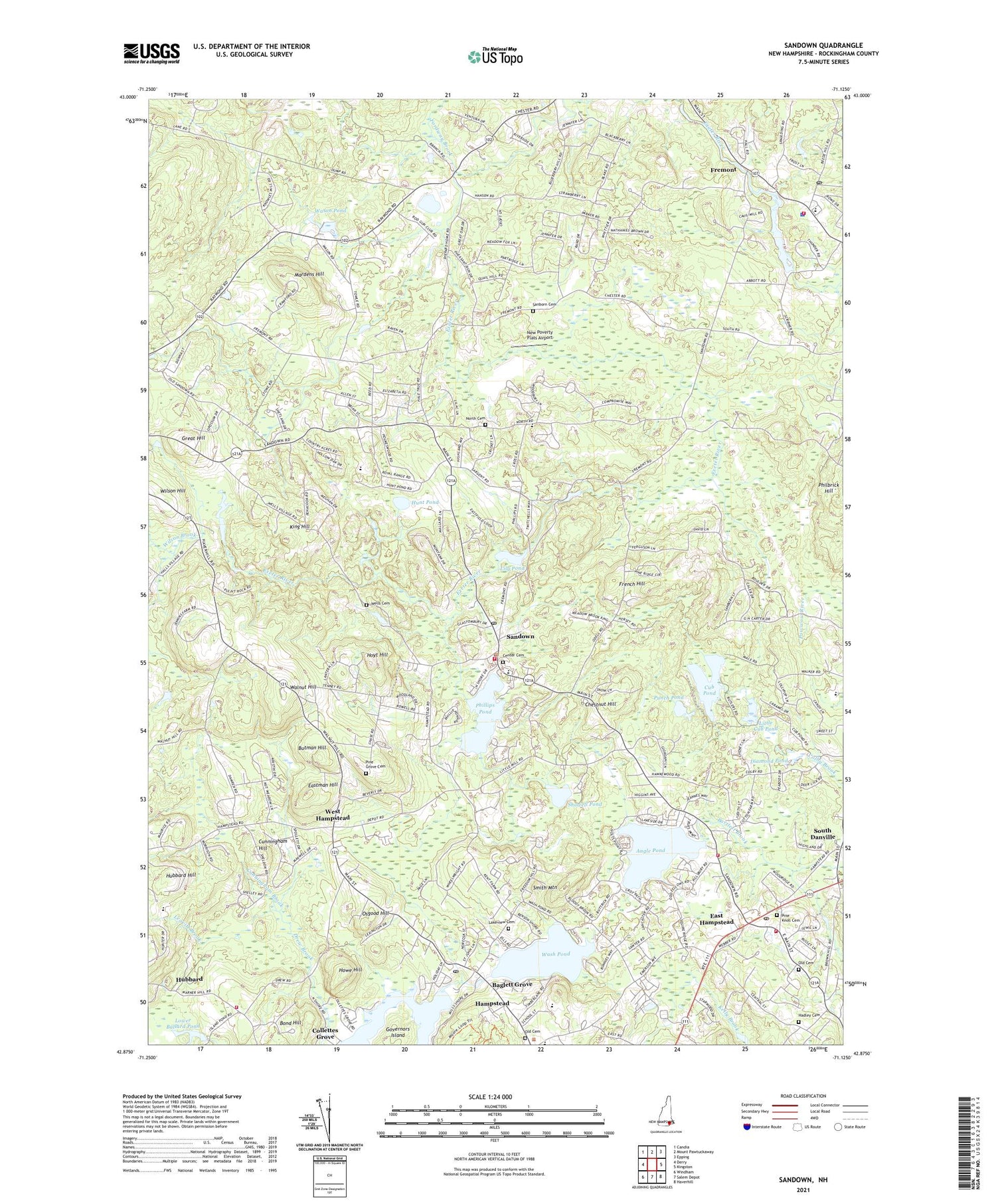 Sandown New Hampshire US Topo Map Image