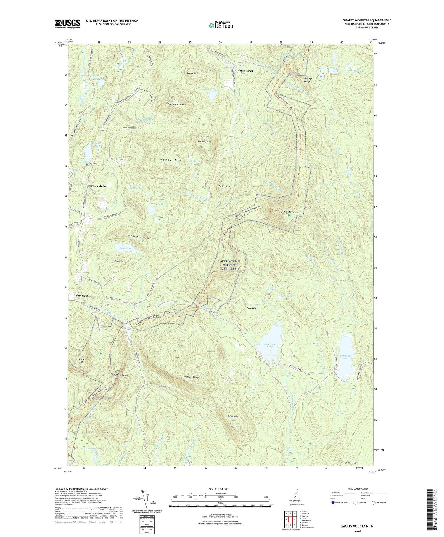 Smarts Mountain New Hampshire US Topo Map Image