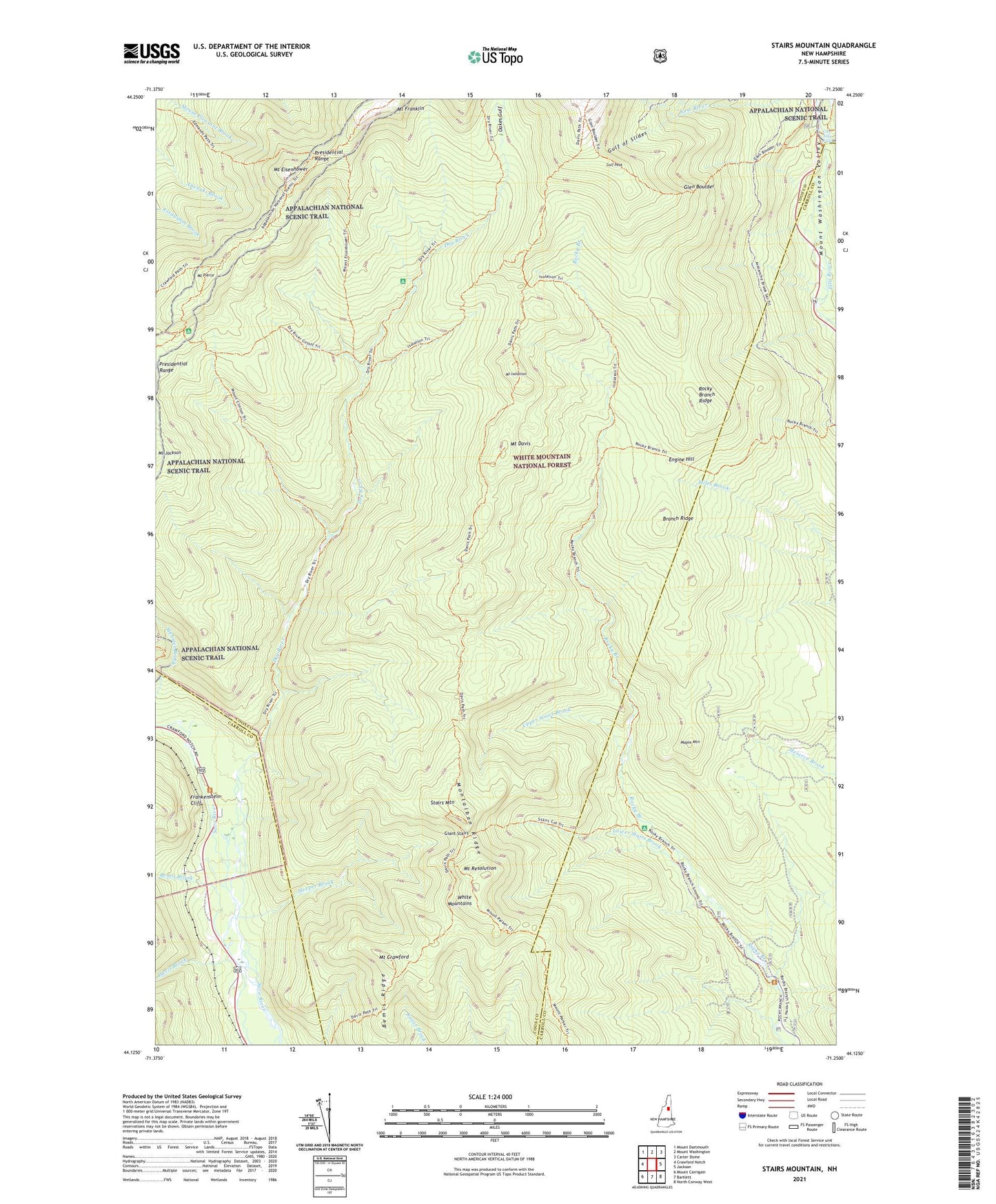 Stairs Mountain New Hampshire US Topo Map Image