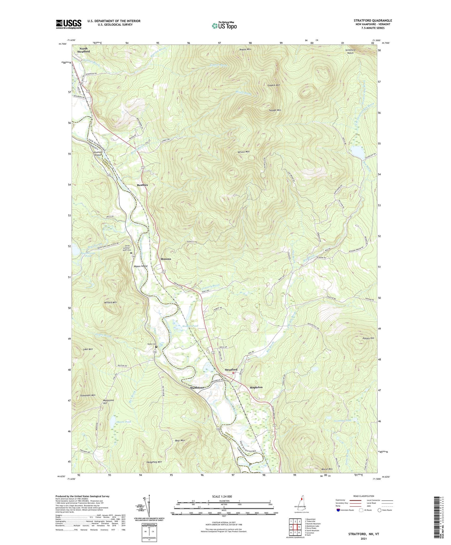 Stratford New Hampshire US Topo Map Image