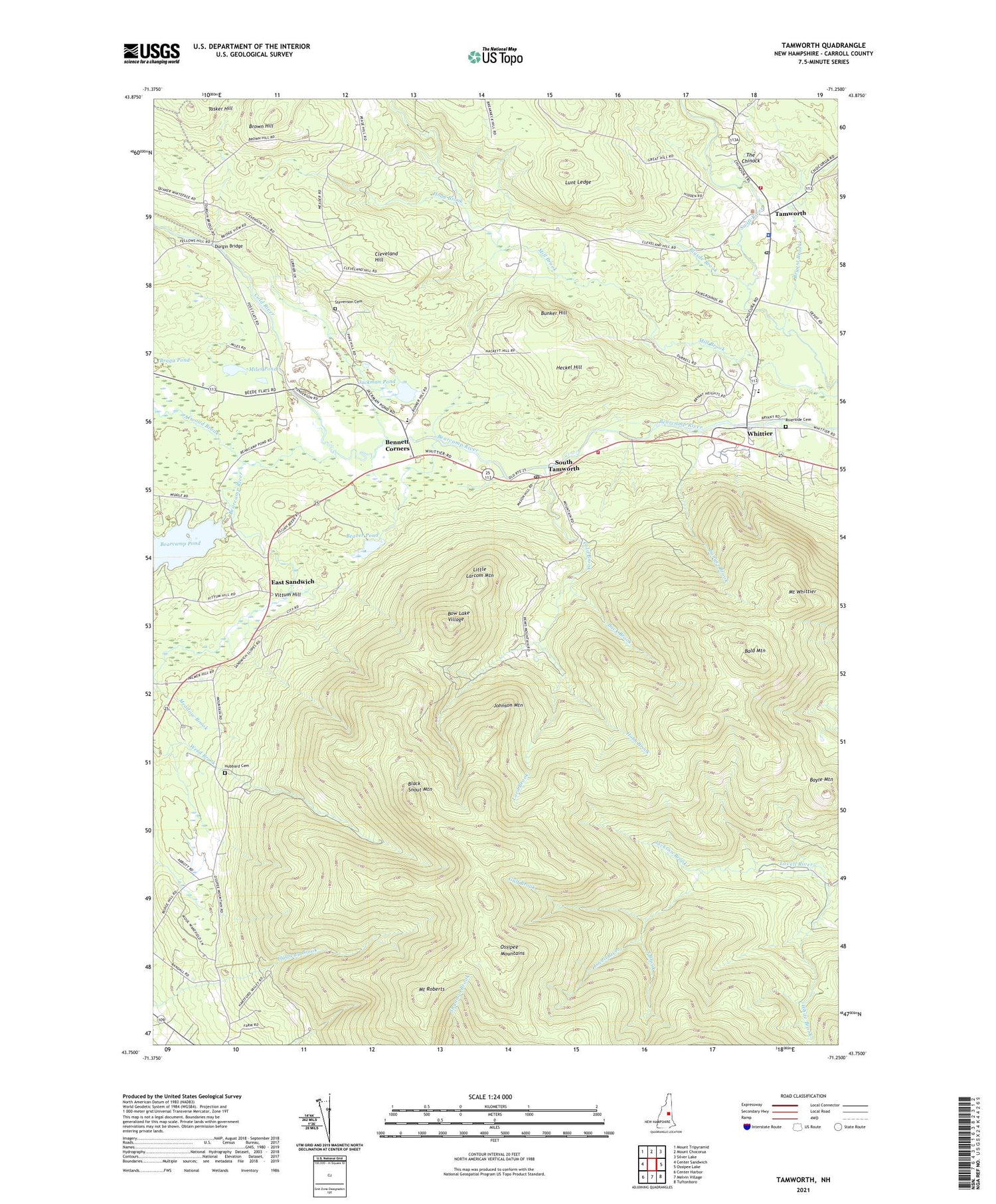Tamworth New Hampshire US Topo Map Image