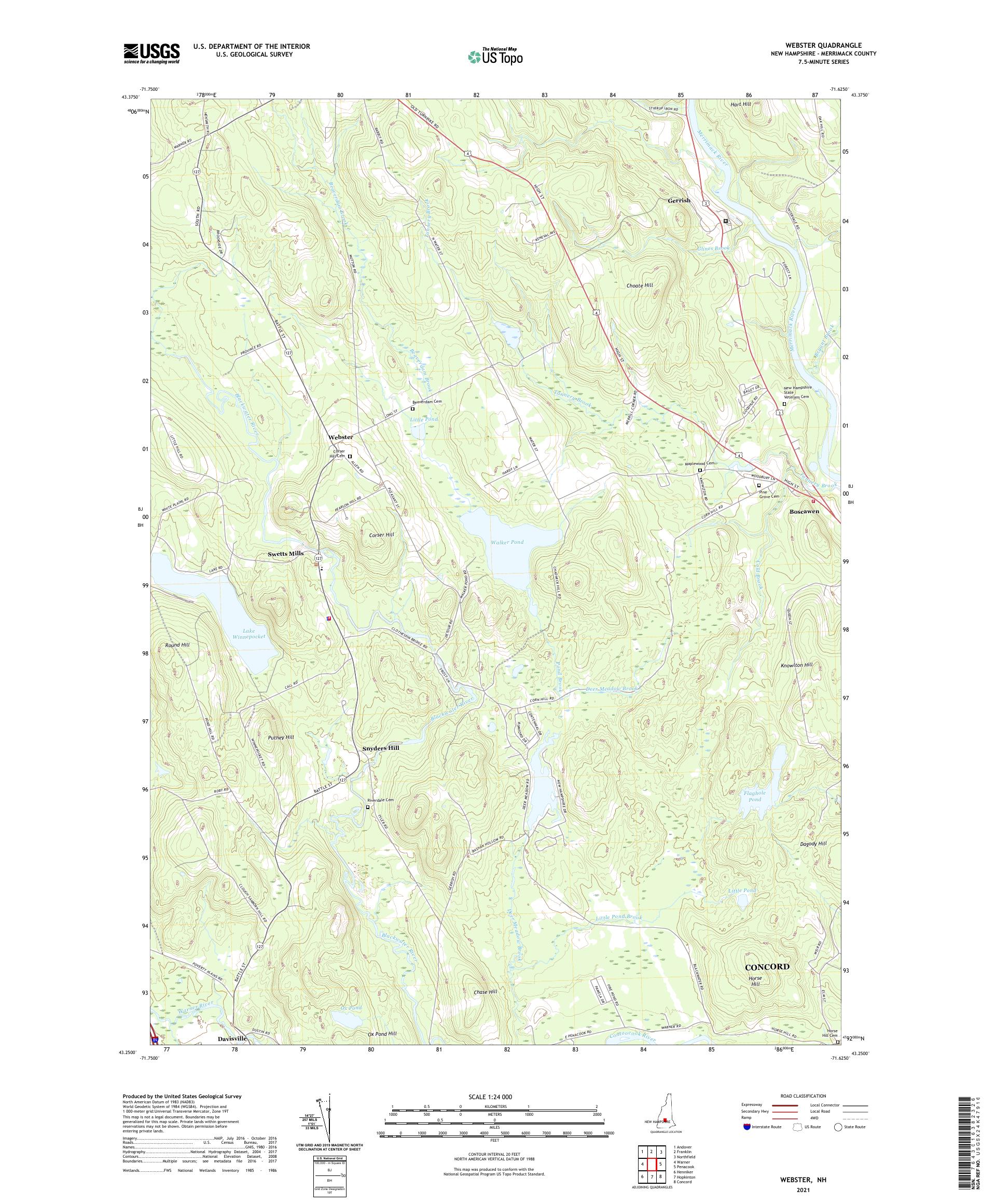 Webster New Hampshire US Topo Map – MyTopo Map Store